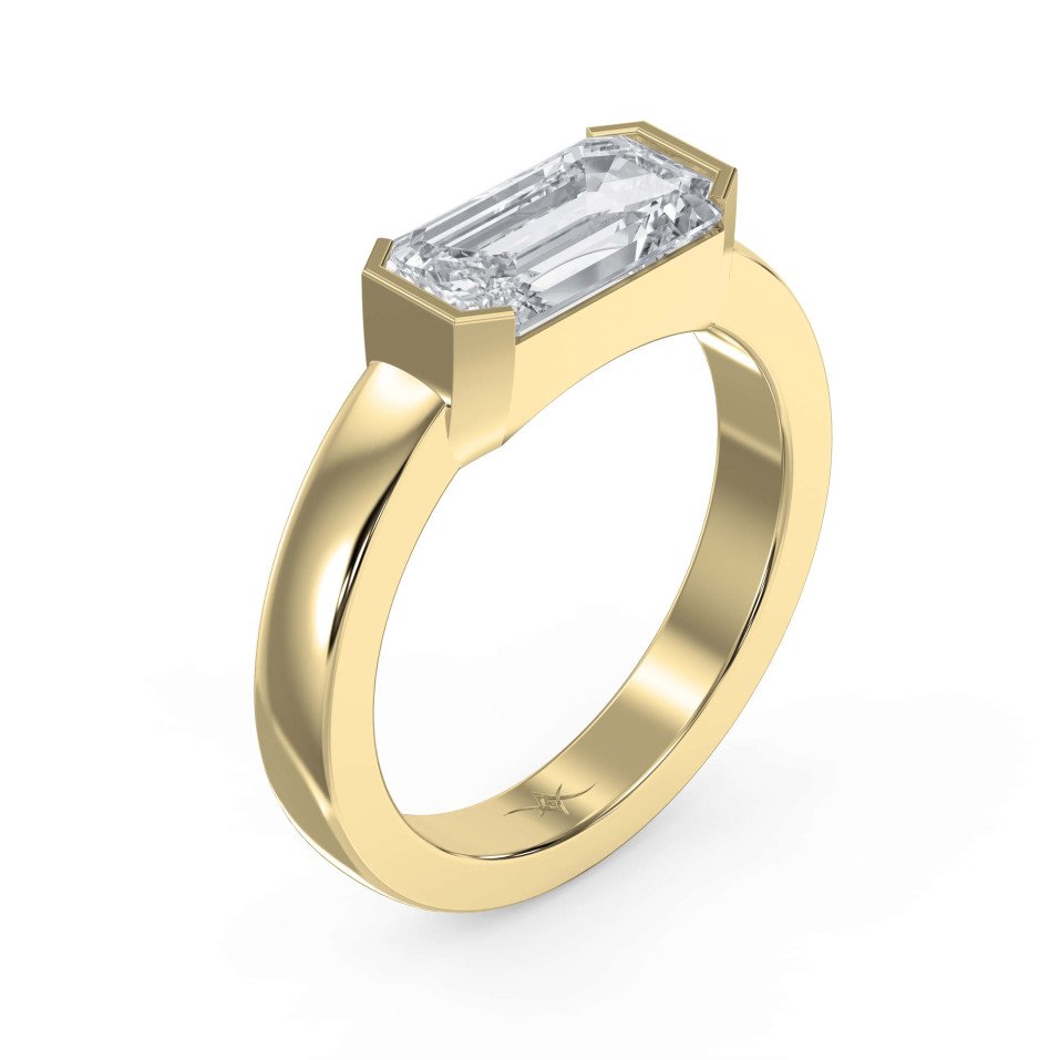 Bar Channel Setting Emerald Shape Diamond Ring – Lab Grown or Natural Diamonds