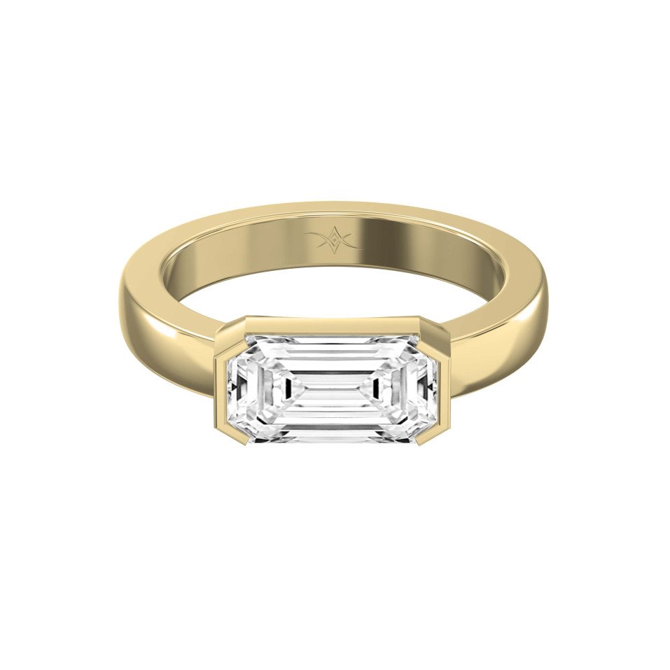 Bar Channel Setting Emerald Shape Diamond Ring – Lab Grown or Natural Diamonds