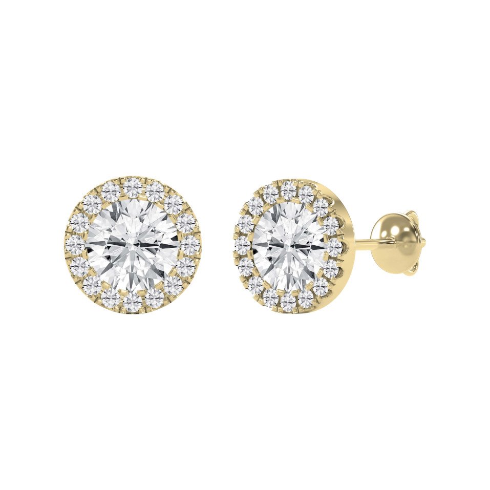 Halo Round Lab-Grown Diamond Earring