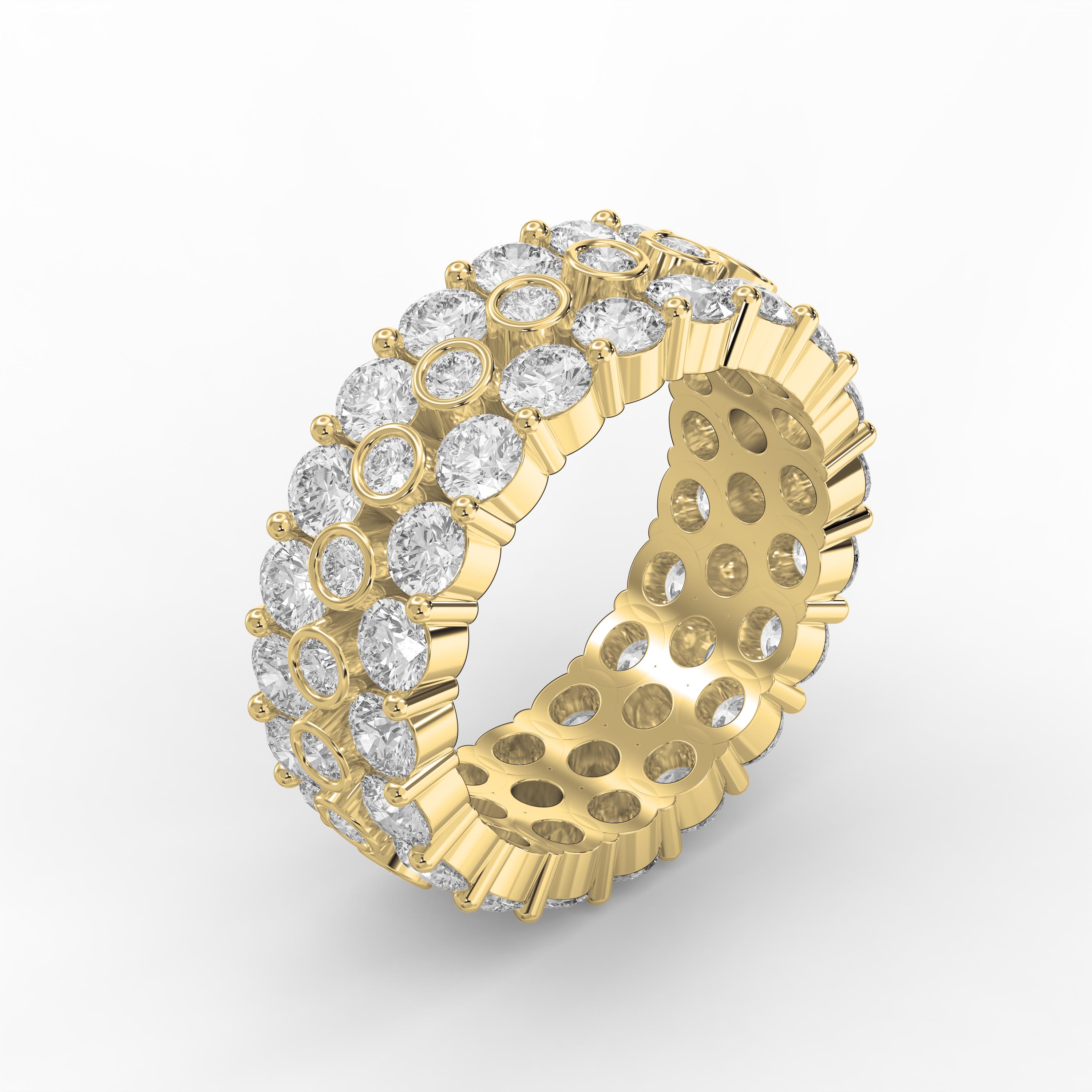 Diamond Eternity Band Ring – Wide Multi-Row Round Brilliant Cut Diamond Wedding & Anniversary Ring | Luxury Fine Jewelry Gift