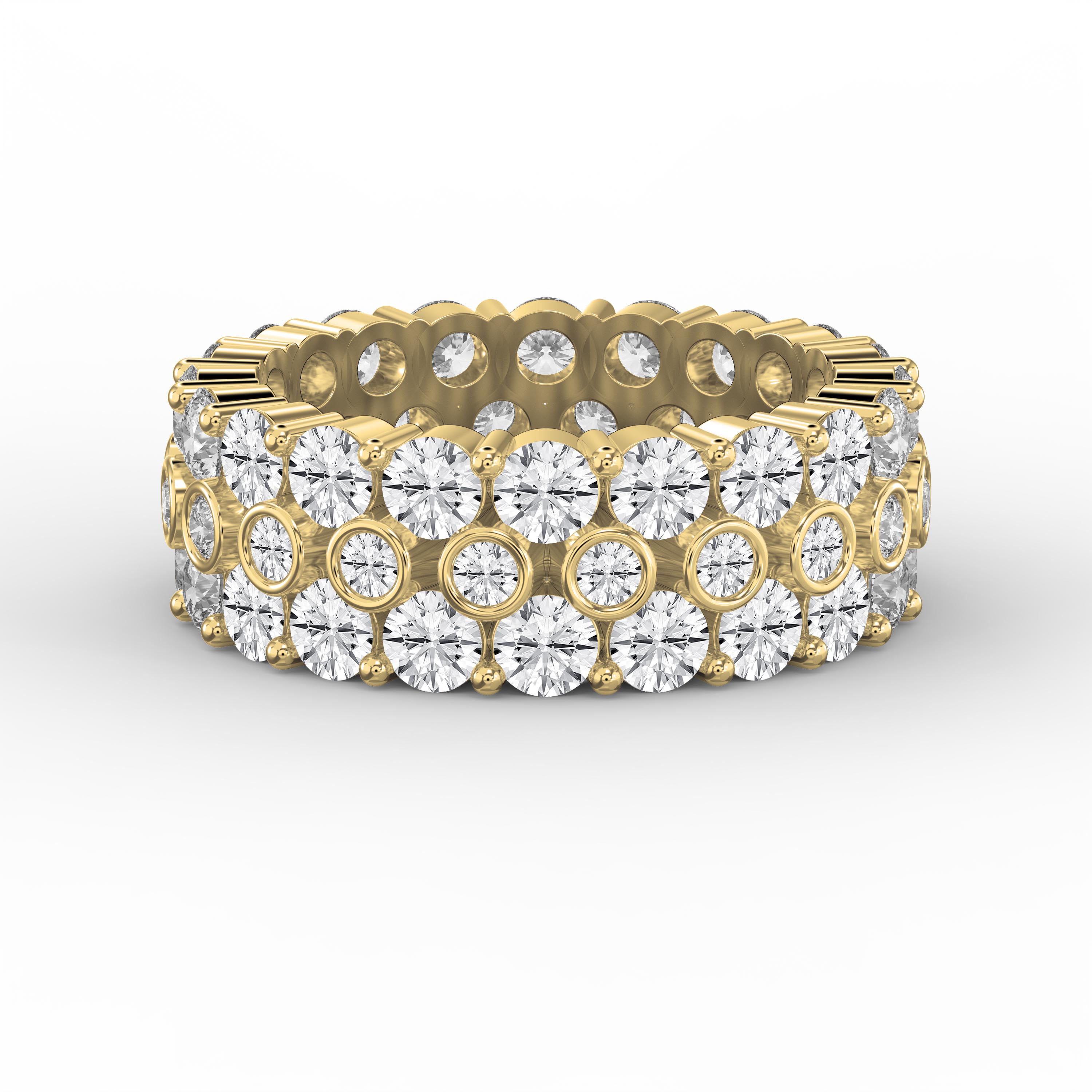 Diamond Eternity Band Ring – Wide Multi-Row Round Brilliant Cut Diamond Wedding & Anniversary Ring | Luxury Fine Jewelry Gift