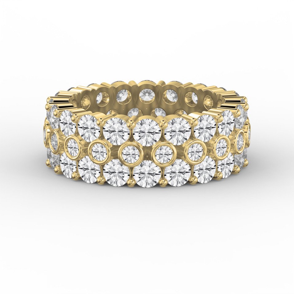Diamond Eternity Band Ring – Wide Multi-Row Round Brilliant Cut Diamond Wedding & Anniversary Ring | Luxury Fine Jewelry Gift