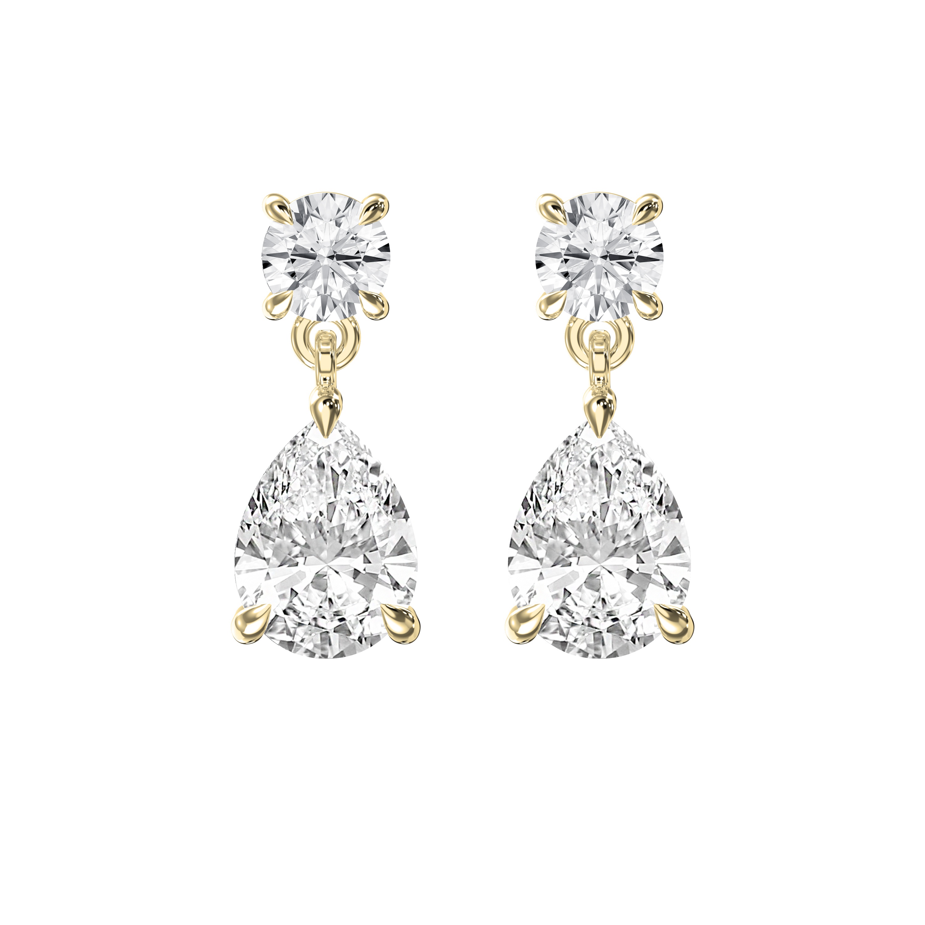 Drop & Dangle Earrings with Round and Pear Lab-Grown Diamonds – Elegant Modern Design