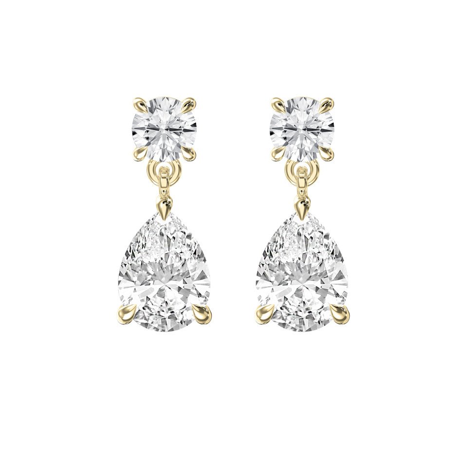 Drop & Dangle Earrings with Round and Pear Lab-Grown Diamonds – Elegant Modern Design