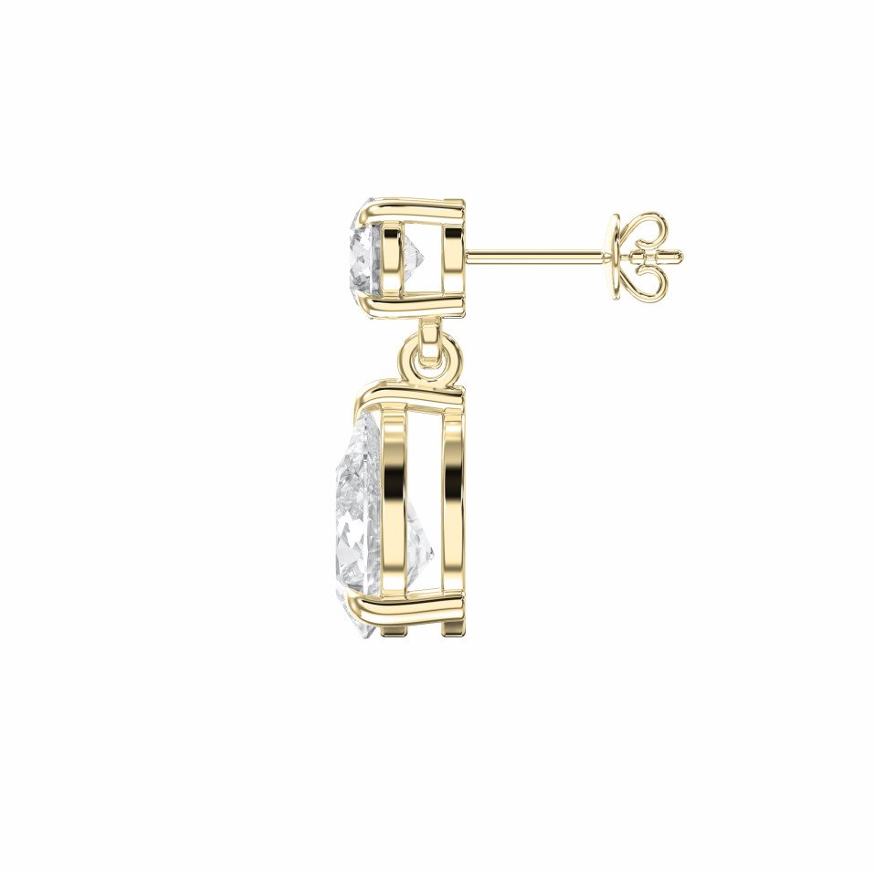Drop & Dangle Earrings with Round and Pear Lab-Grown Diamonds – Elegant Modern Design