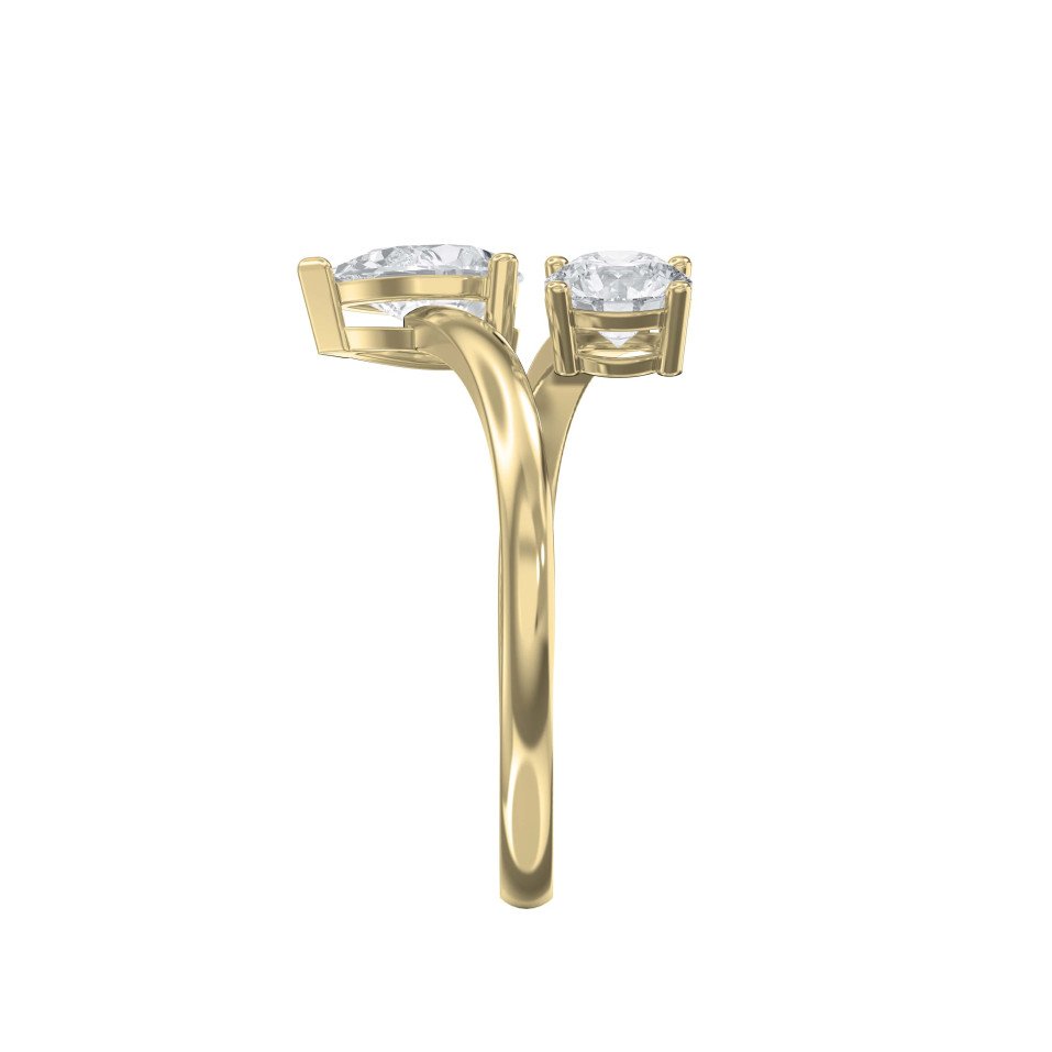 Two Stone Bypass Diamond Ring – Pear & Round Cut | Lab Grown & Natural