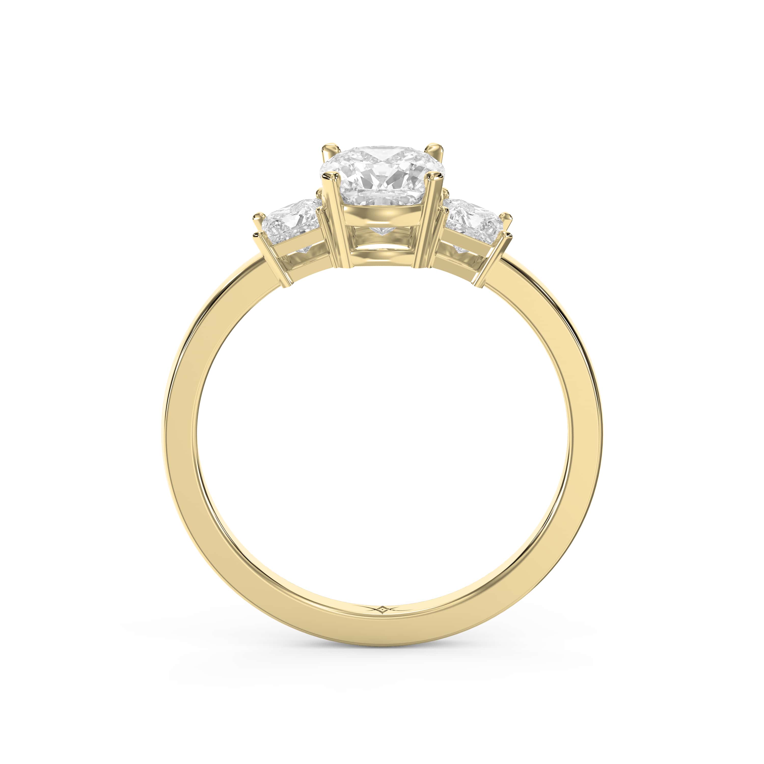 Design Your Dream Ring – Three-Stone Classic Setting Personalized Brilliance with Custom Center Stone & Princess Side Diamonds