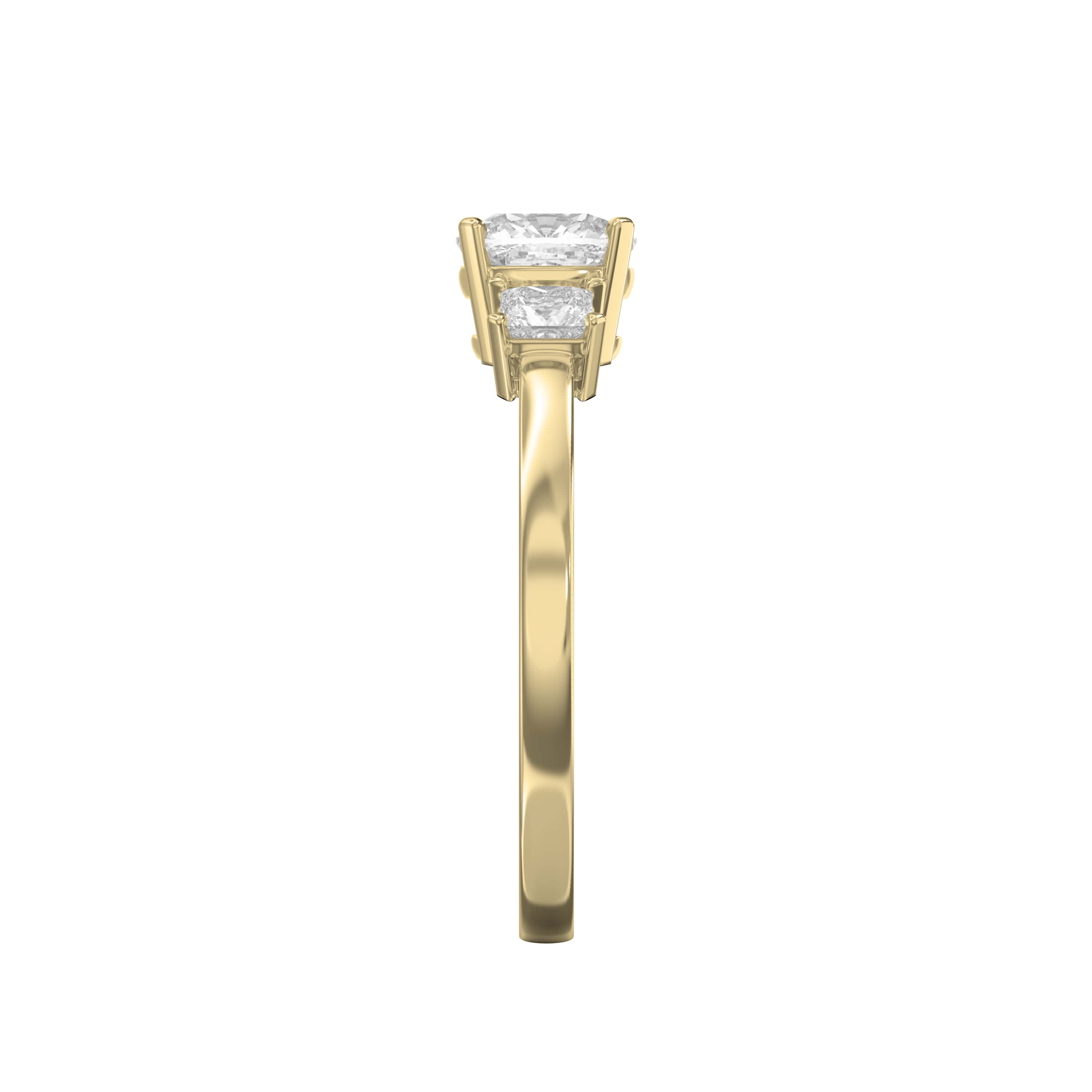 Design Your Dream Ring – Three-Stone Classic Setting Personalized Brilliance with Custom Center Stone & Princess Side Diamonds