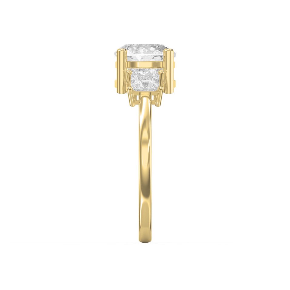 Three-Stone Diamond Engagement Ring with Princess Side Stones – Customizable Center Stone Shape | Lab-Grown & Natural Diamonds