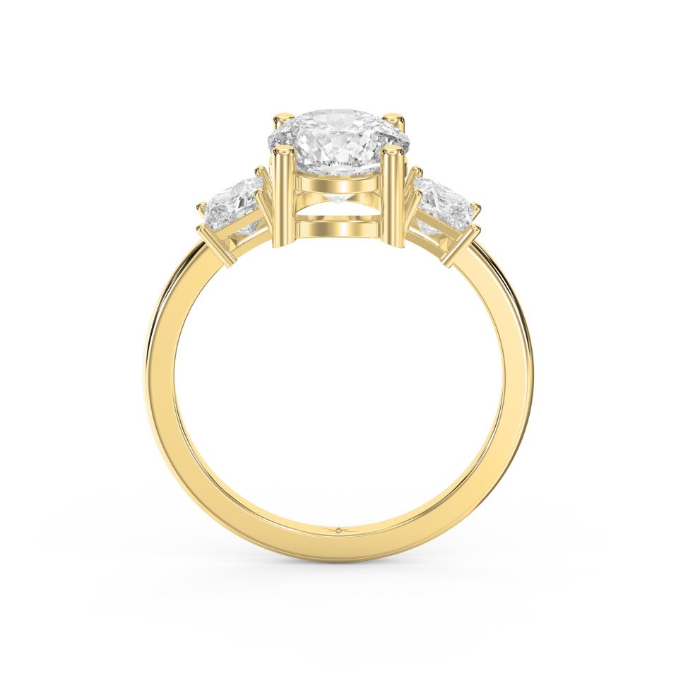 Three-Stone Diamond Engagement Ring with Princess Side Stones – Customizable Center Stone Shape | Lab-Grown & Natural Diamonds