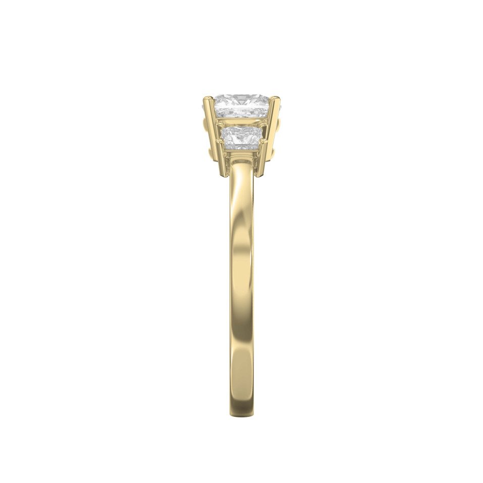 Design Your Dream Ring – Three-Stone Classic Setting Personalized Brilliance with Custom Center Stone & Princess Side Diamonds