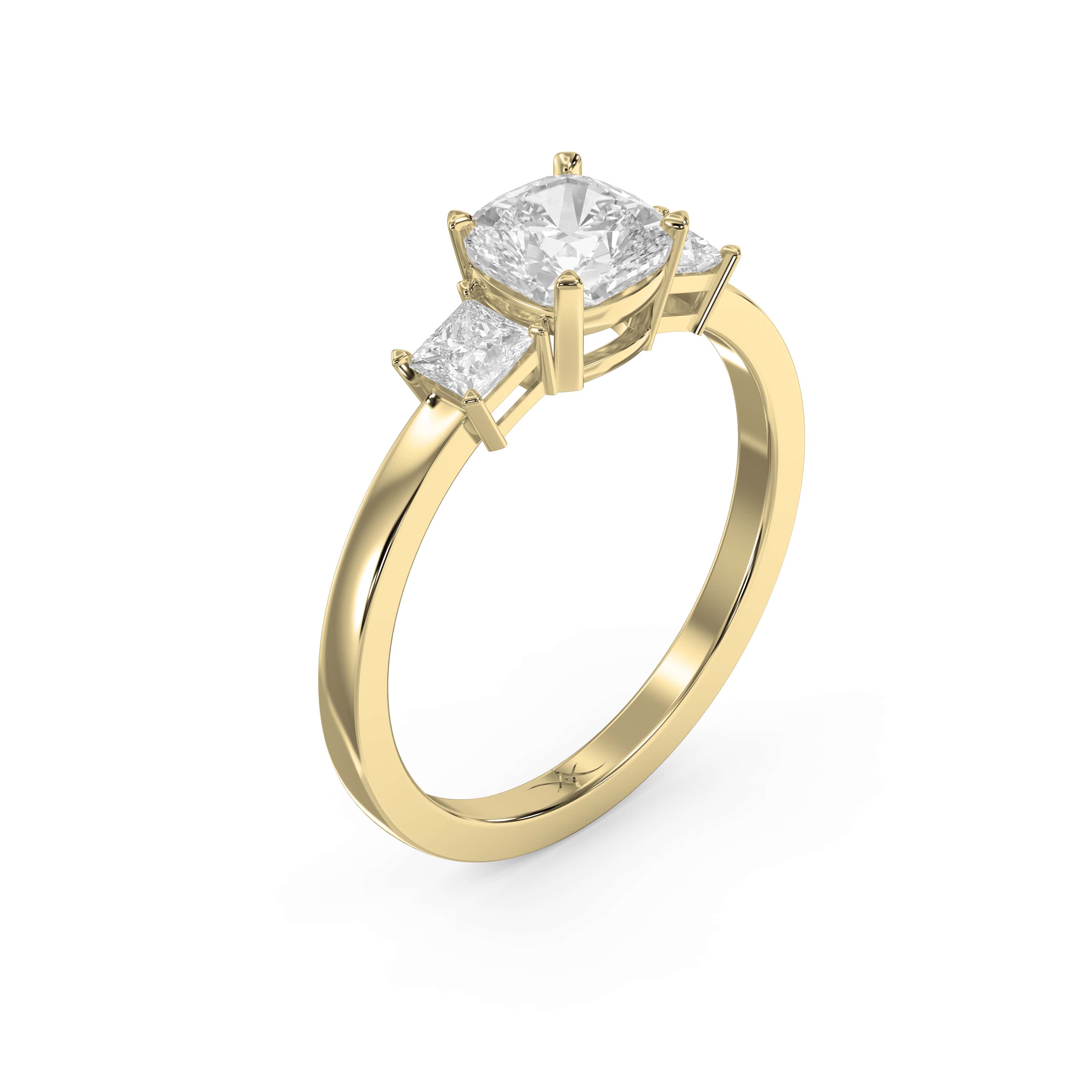 Design Your Dream Ring – Three-Stone Classic Setting Personalized Brilliance with Custom Center Stone & Princess Side Diamonds