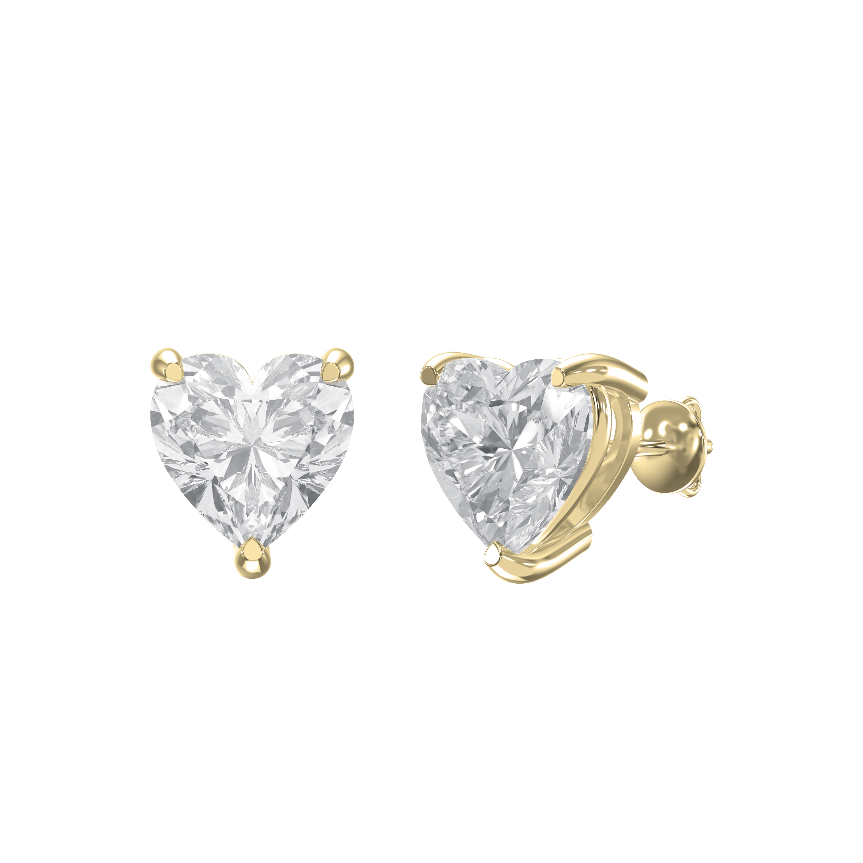 3-Prong Heart Cut Diamond Stud Earrings – Lab Grown  Elegance