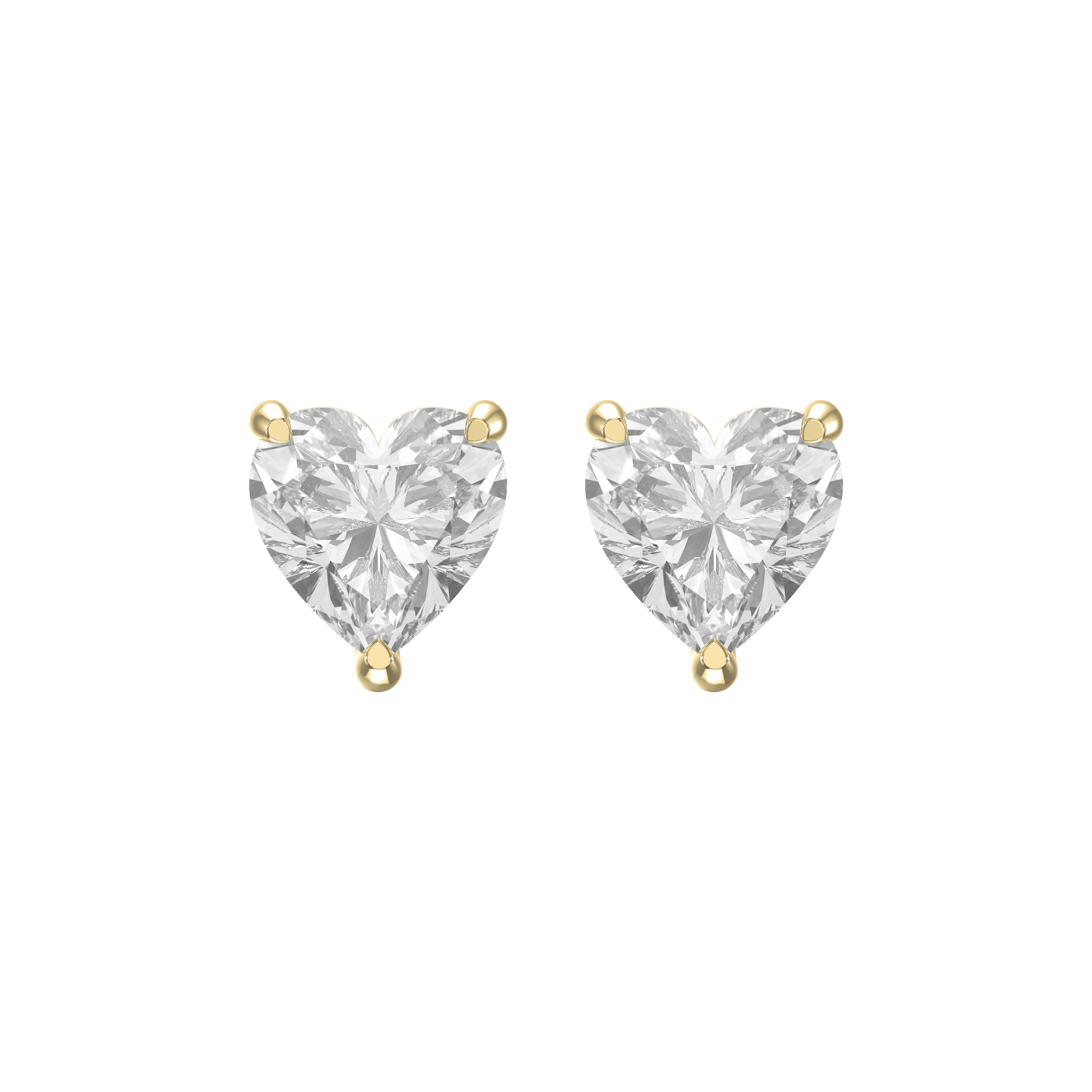 3-Prong Heart Cut Diamond Stud Earrings – Lab Grown  Elegance