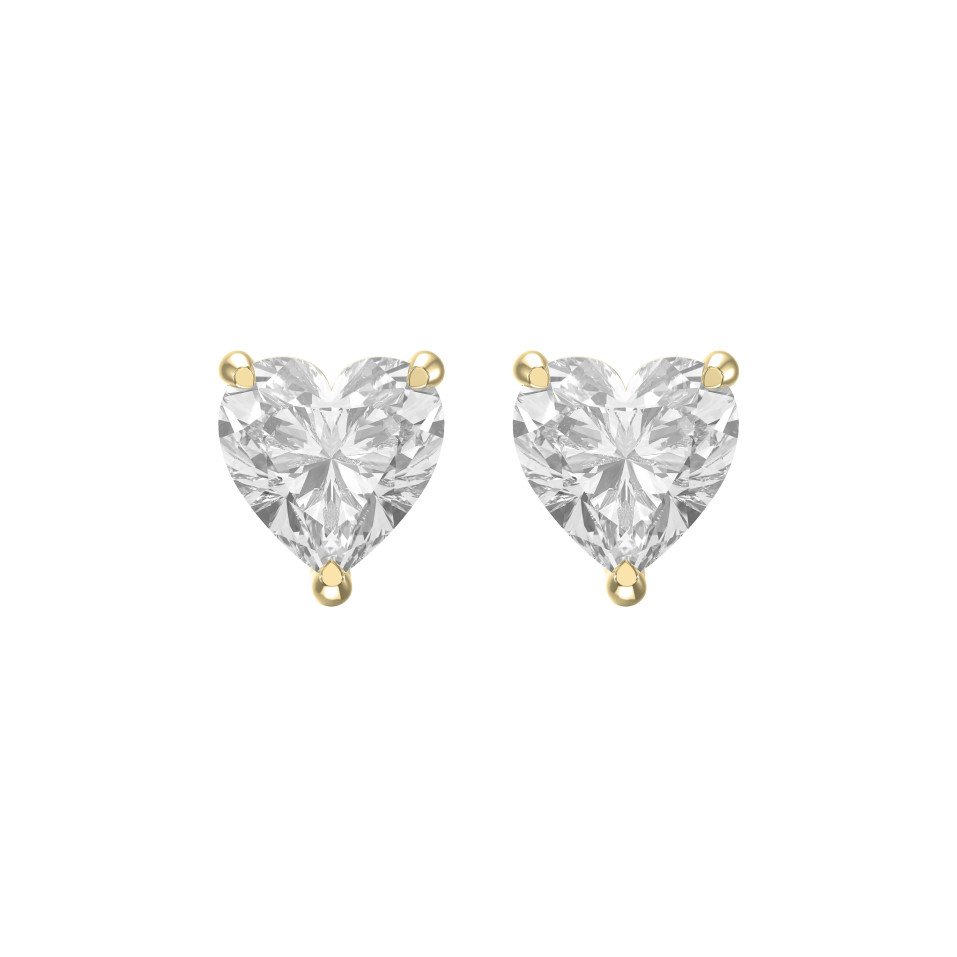 3-Prong Heart Cut Diamond Stud Earrings – Lab Grown  Elegance