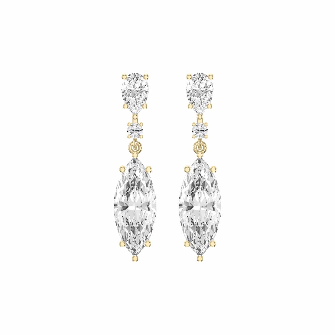 Drop & Dangle Earrings with Round, Pear & Marquise Lab-Grown Diamonds – Elegant Triple-Cut Design