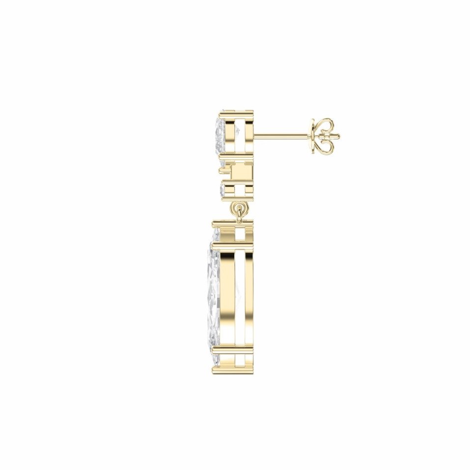 Drop & Dangle Earrings with Round, Pear & Marquise Lab-Grown Diamonds – Elegant Triple-Cut Design