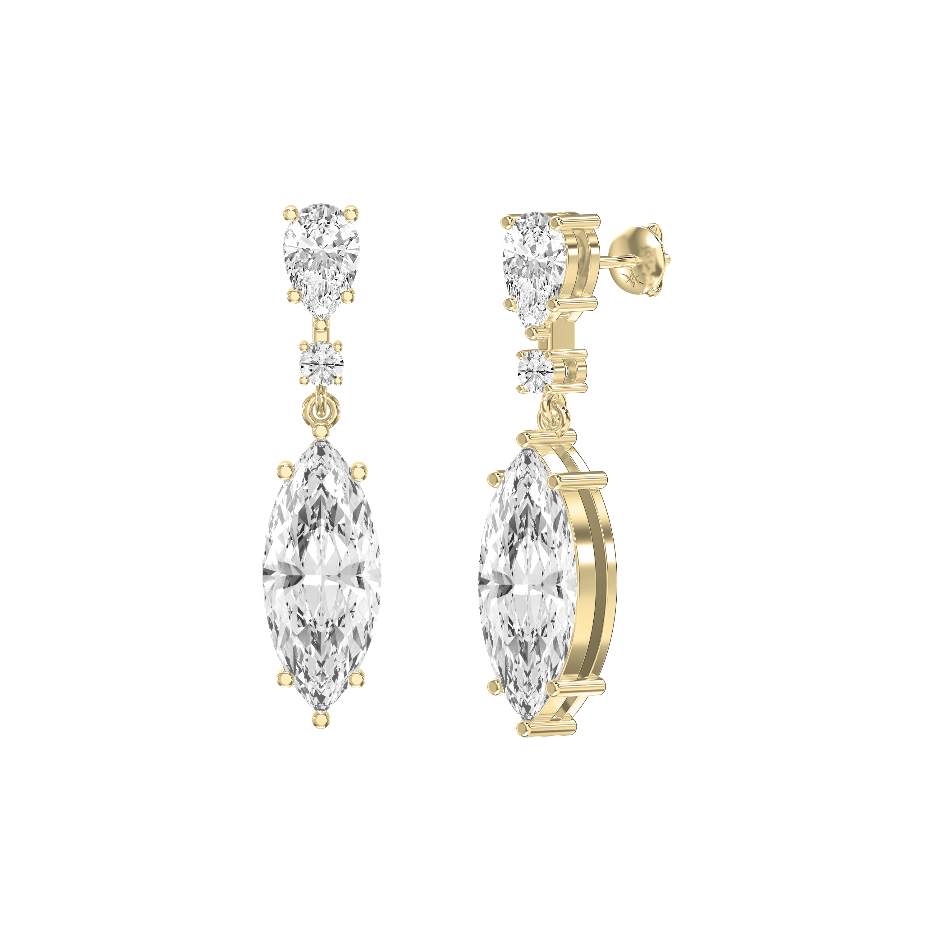 Drop & Dangle Earrings with Round, Pear & Marquise Lab-Grown Diamonds – Elegant Triple-Cut Design