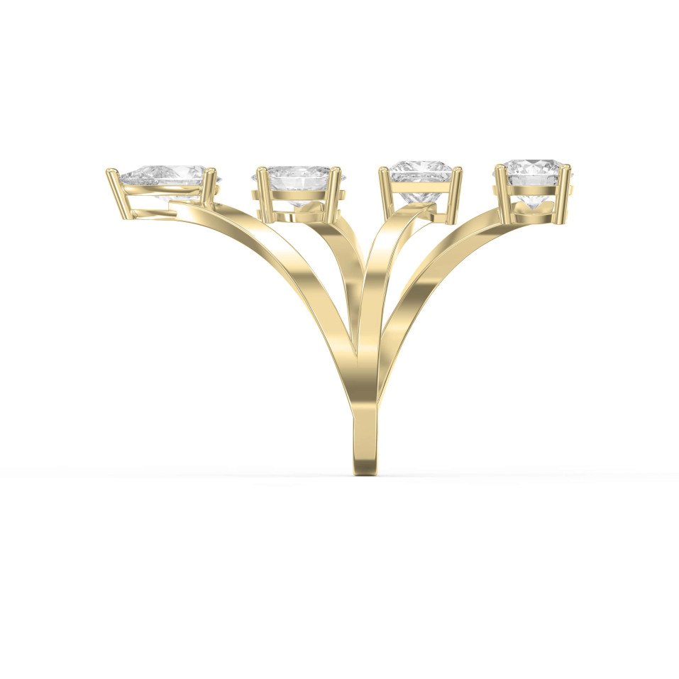 4-Stone Curved Ring – Oval, Princess, Pear & Round Lab-Grown Diamond Brilliance