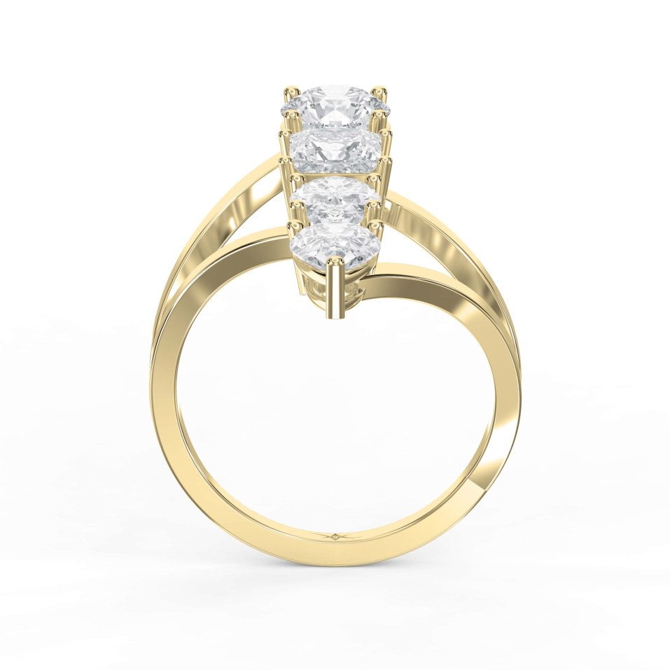 4-Stone Curved Ring – Oval, Princess, Pear & Round Lab-Grown Diamond Brilliance