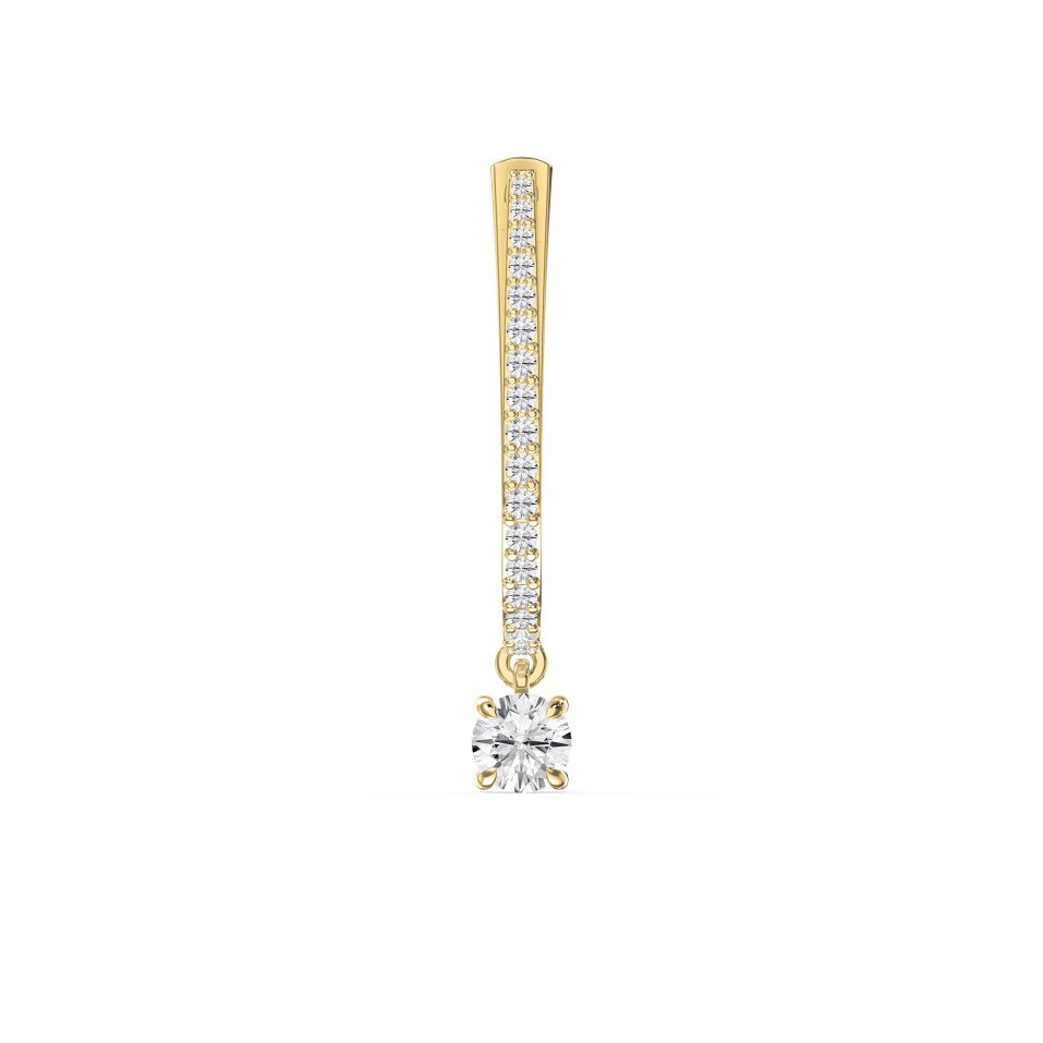 Elegant U-Shaped Diamond Hoop Earrings with Dangling Solitaire | Lab-Grown & Natural Diamond Options