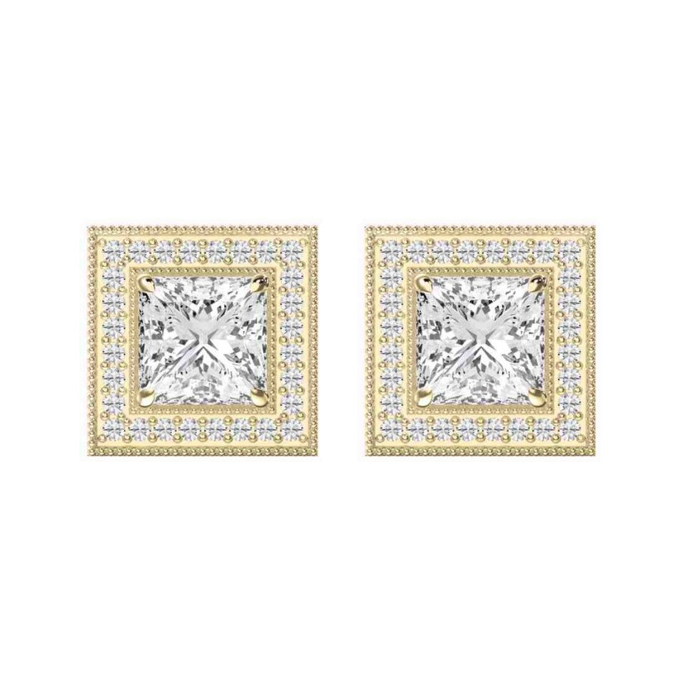 Lab Grown Diamond Princess & Round Diamond Heritage Earrings