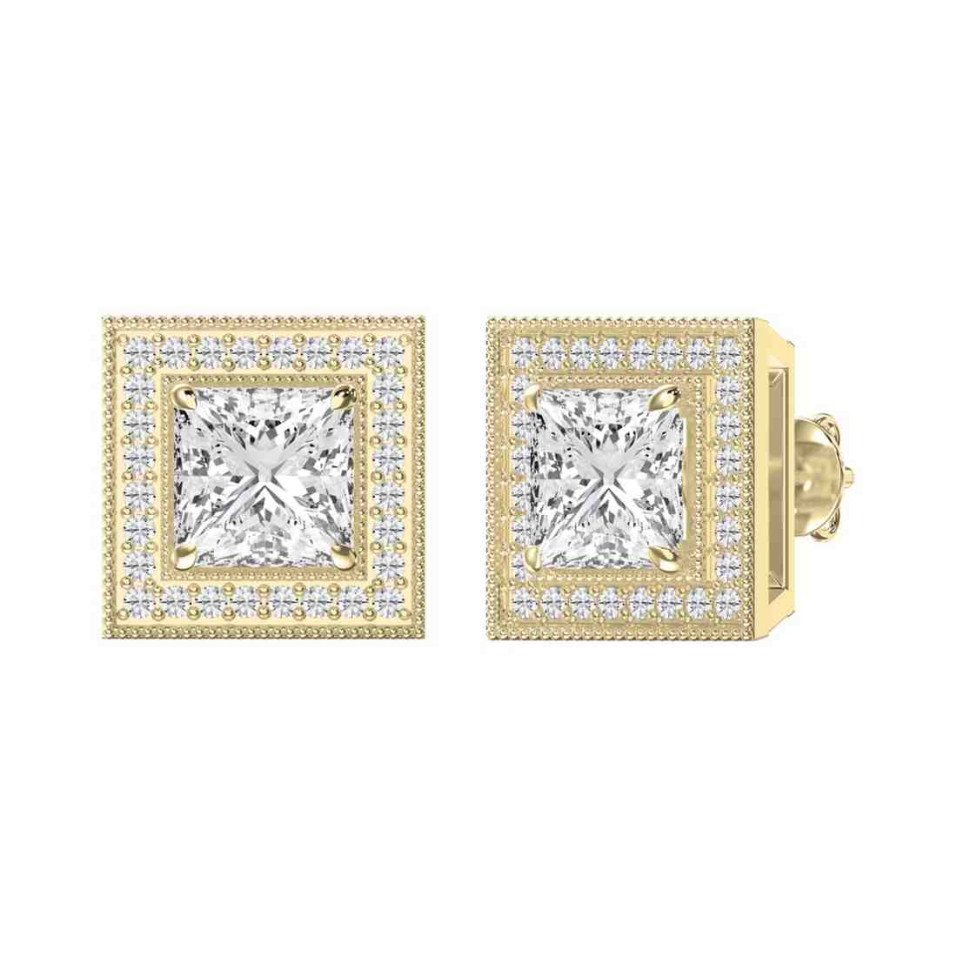 Lab Grown Diamond Princess & Round Diamond Heritage Earrings
