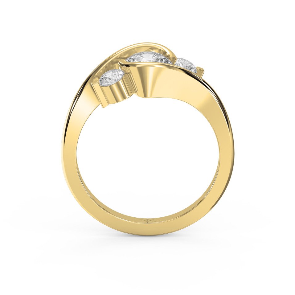 Modern Three-Stone Diamond Bypass Unique Swirl Engagement Ring | Lab - Grown Diamond Jewelry - Valam Design