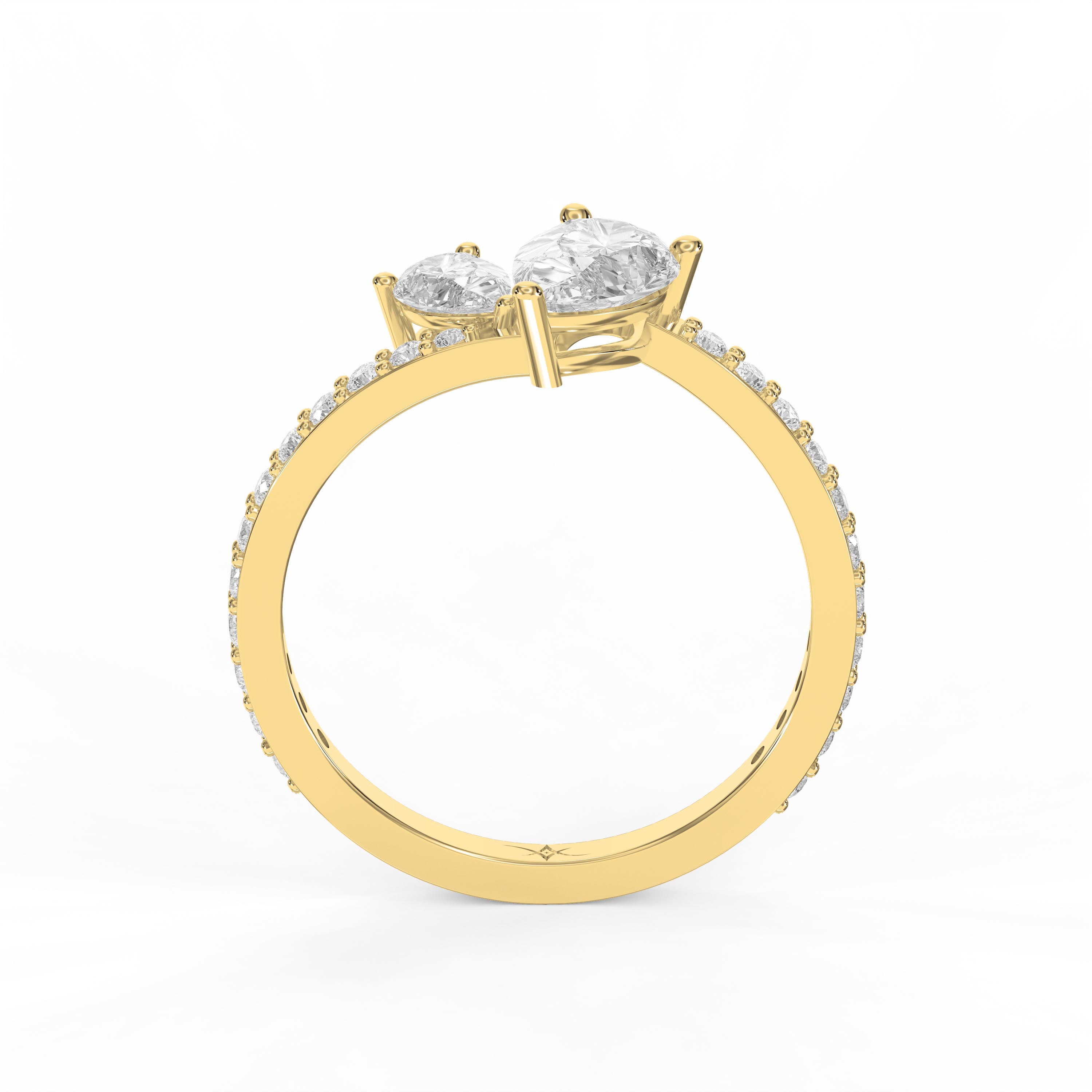 Elegant Two-Stone Pear Shaped Diamond Bypass Side Stone Engagement Ring  | Choose Lab- Grown & Natural