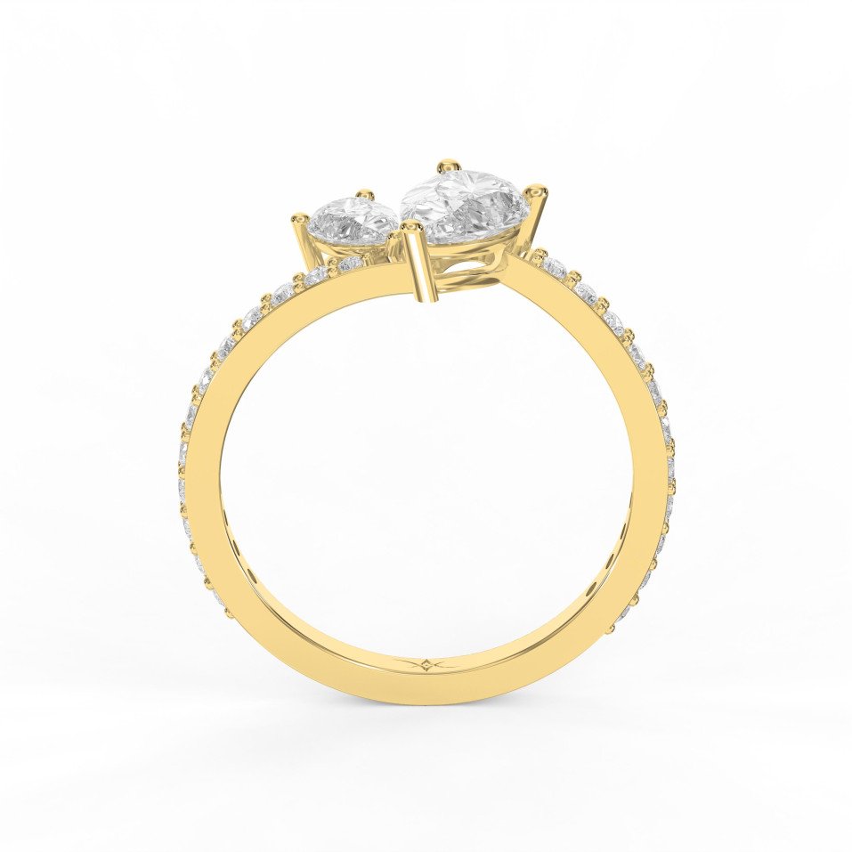 Elegant Two-Stone Pear Shaped Diamond Bypass Side Stone Engagement Ring  | Choose Lab- Grown & Natural