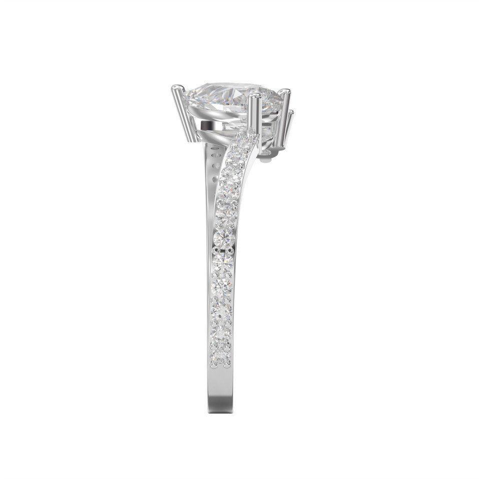 Elegant Two-Stone Pear Shaped Diamond Bypass Side Stone Engagement Ring  | Choose Lab- Grown & Natural