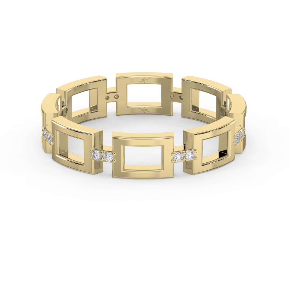 Square Link Dainty Diamond Band with Lab-Grown & Natural Diamonds