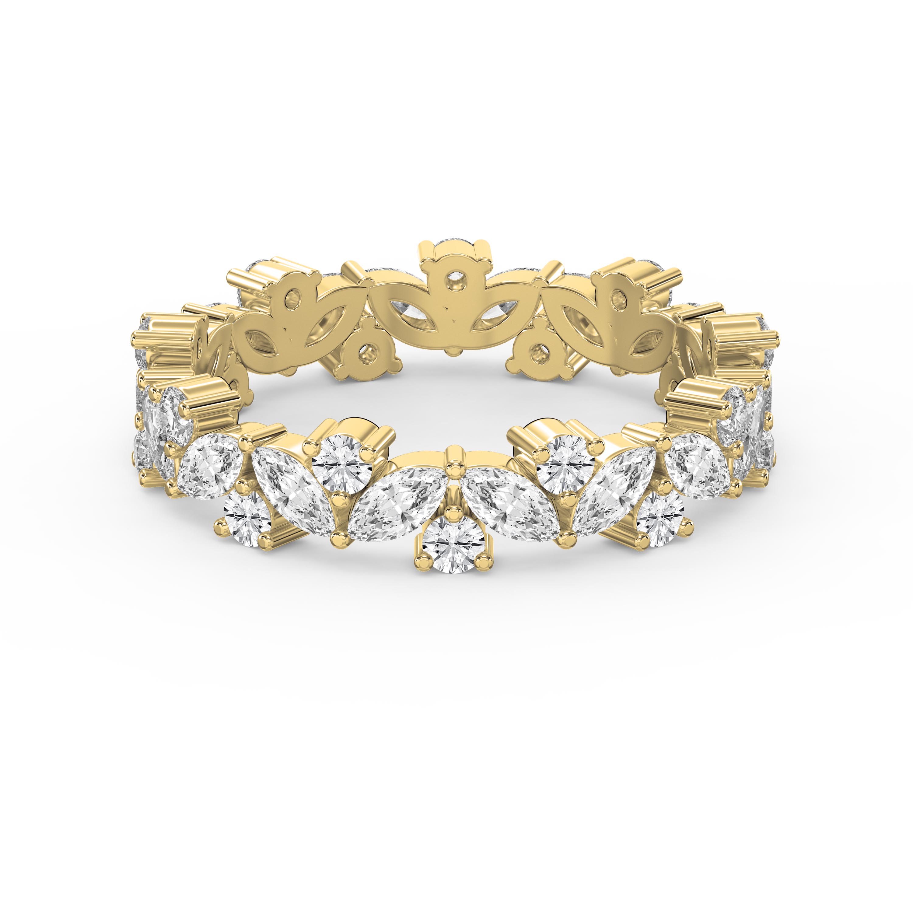Eternity Ring with Marquise and Round Brilliant Diamond Cluster Design – Choose Lab-Grown & Natural Diamonds