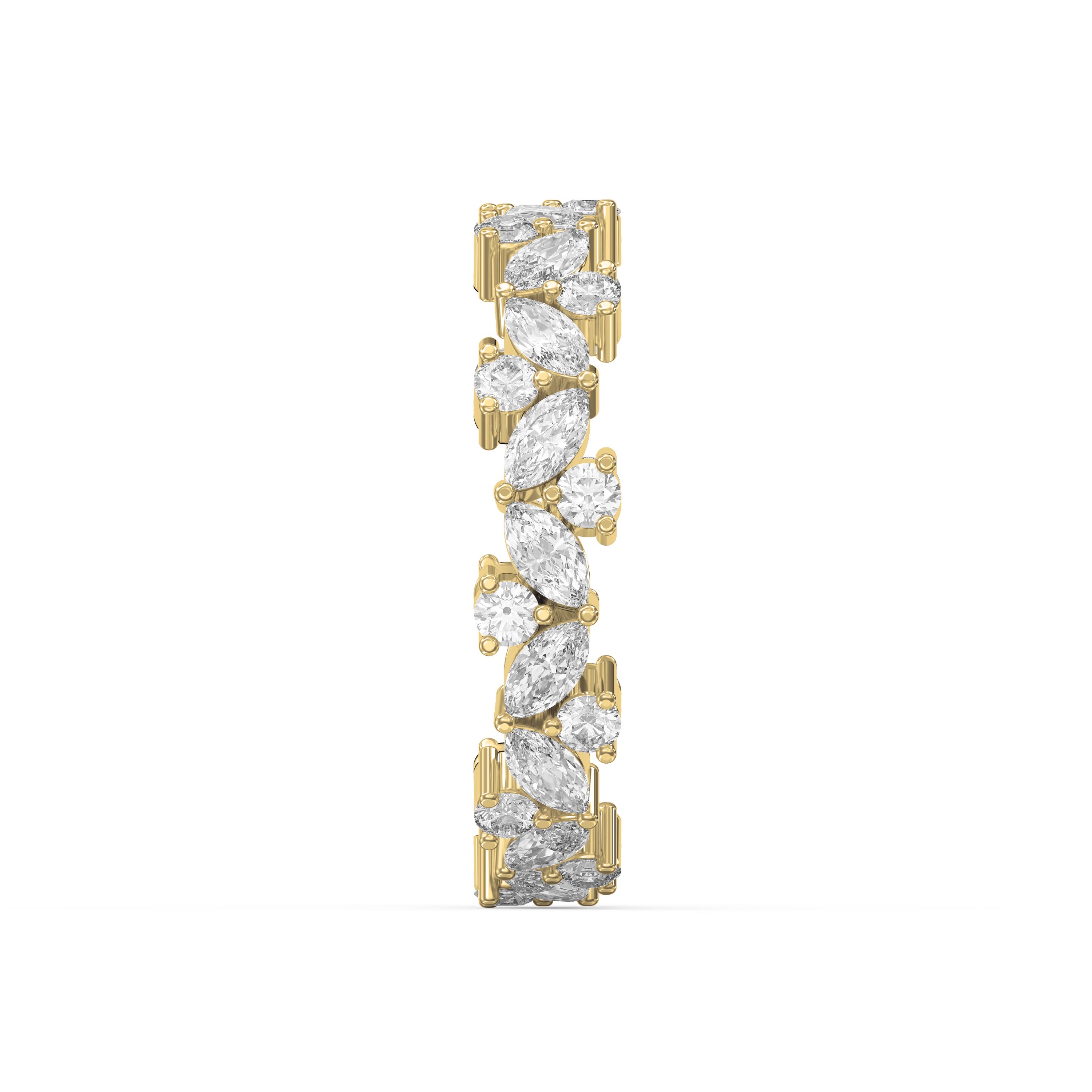 Eternity Ring with Marquise and Round Brilliant Diamond Cluster Design – Choose Lab-Grown & Natural Diamonds