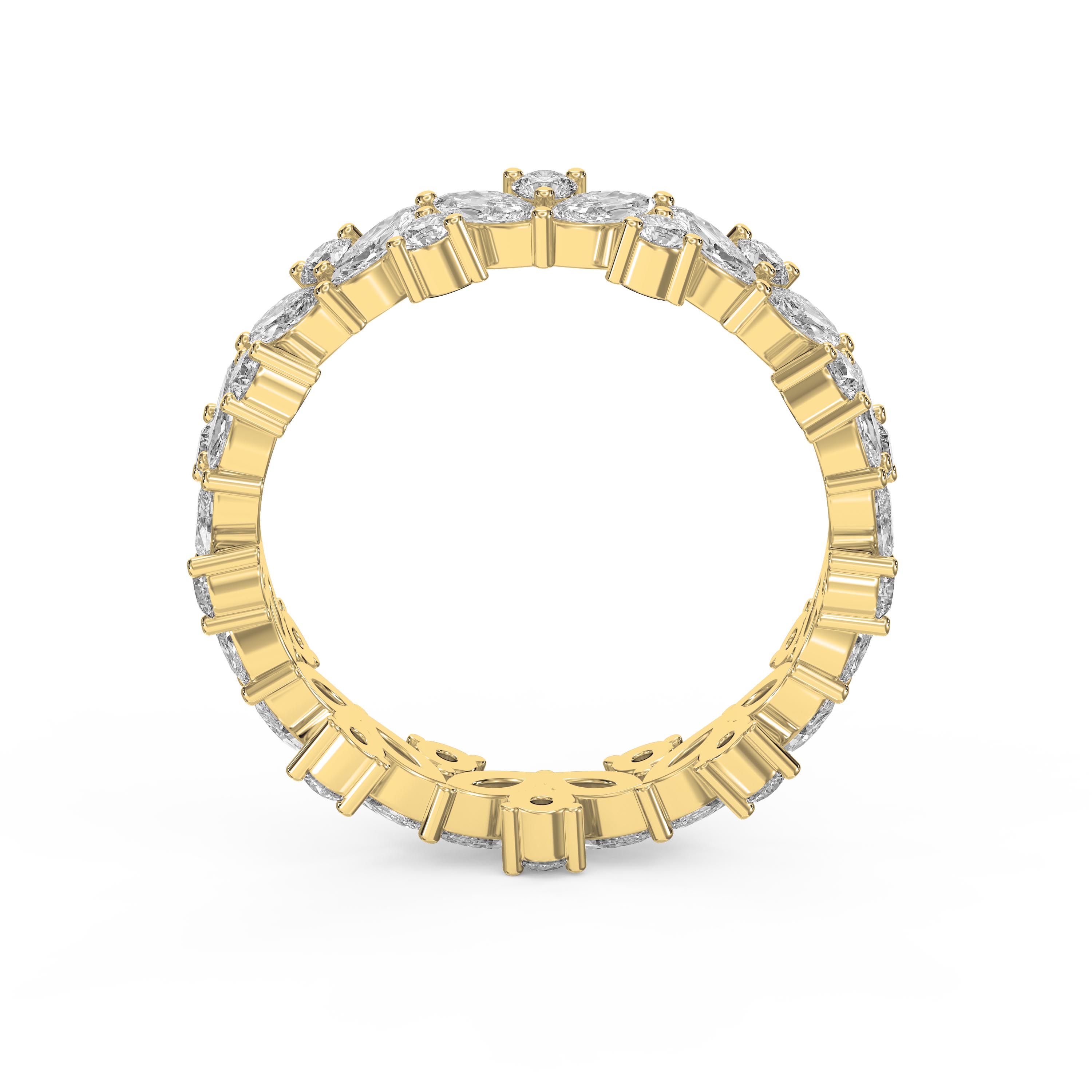 Eternity Ring with Marquise and Round Brilliant Diamond Cluster Design – Choose Lab-Grown & Natural Diamonds