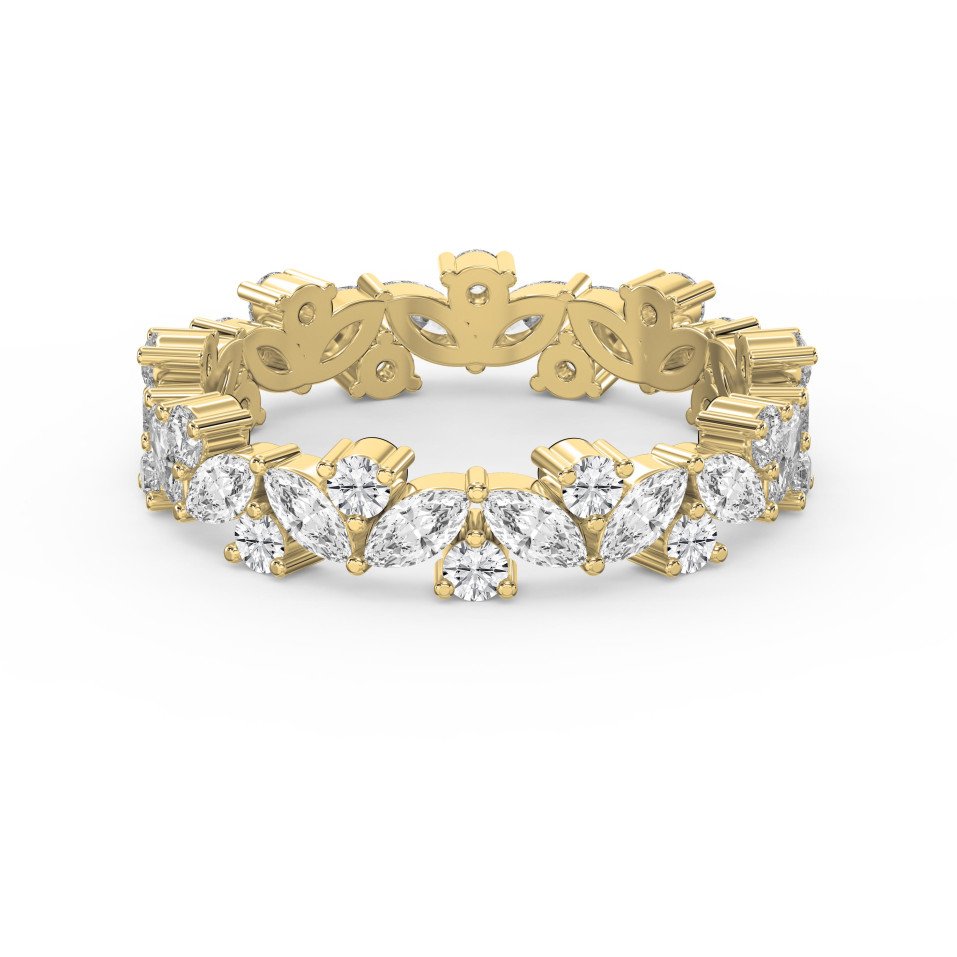 Eternity Ring with Marquise and Round Brilliant Diamond Cluster Design – Choose Lab-Grown & Natural Diamonds