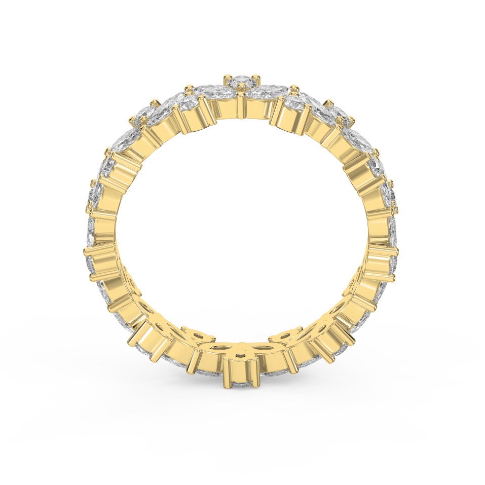 Eternity Ring with Marquise and Round Brilliant Diamond Cluster Design – Choose Lab-Grown & Natural Diamonds