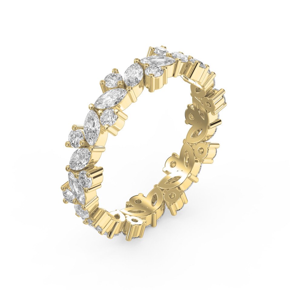 Eternity Ring with Marquise and Round Brilliant Diamond Cluster Design – Choose Lab-Grown & Natural Diamonds