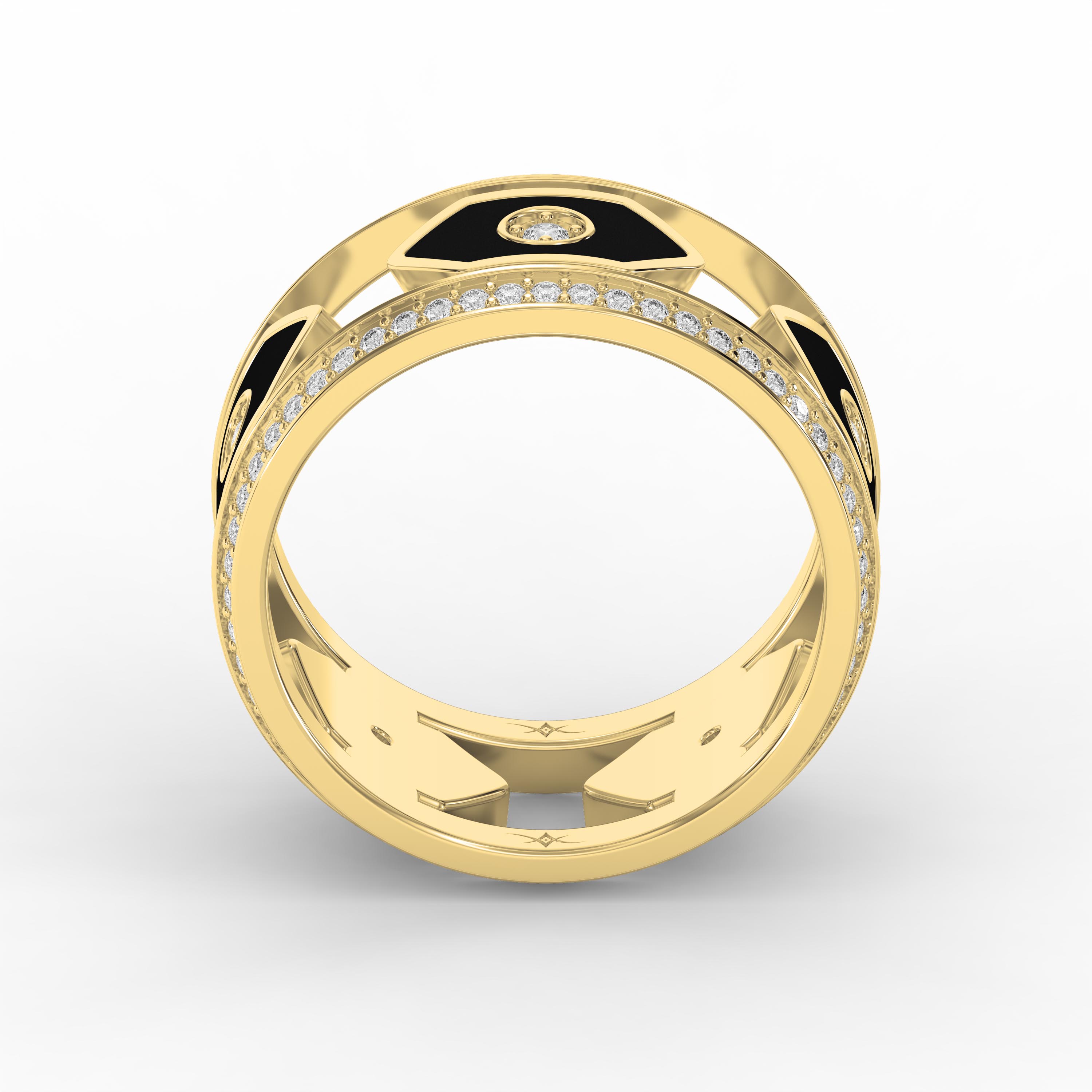 Wide Diamond Band with Black Enamel – Modern Statement Ring for  Women | Lab-Grown & Natural Diamonds