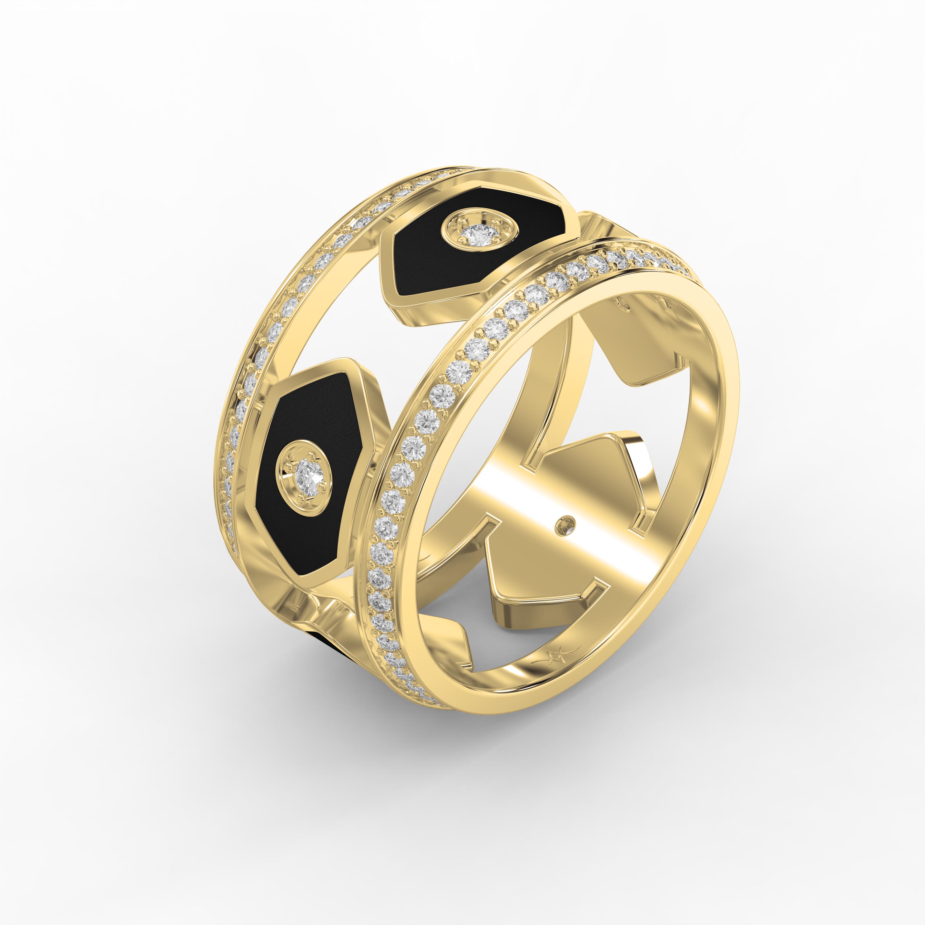 Wide Diamond Band with Black Enamel – Modern Statement Ring for  Women | Lab-Grown & Natural Diamonds