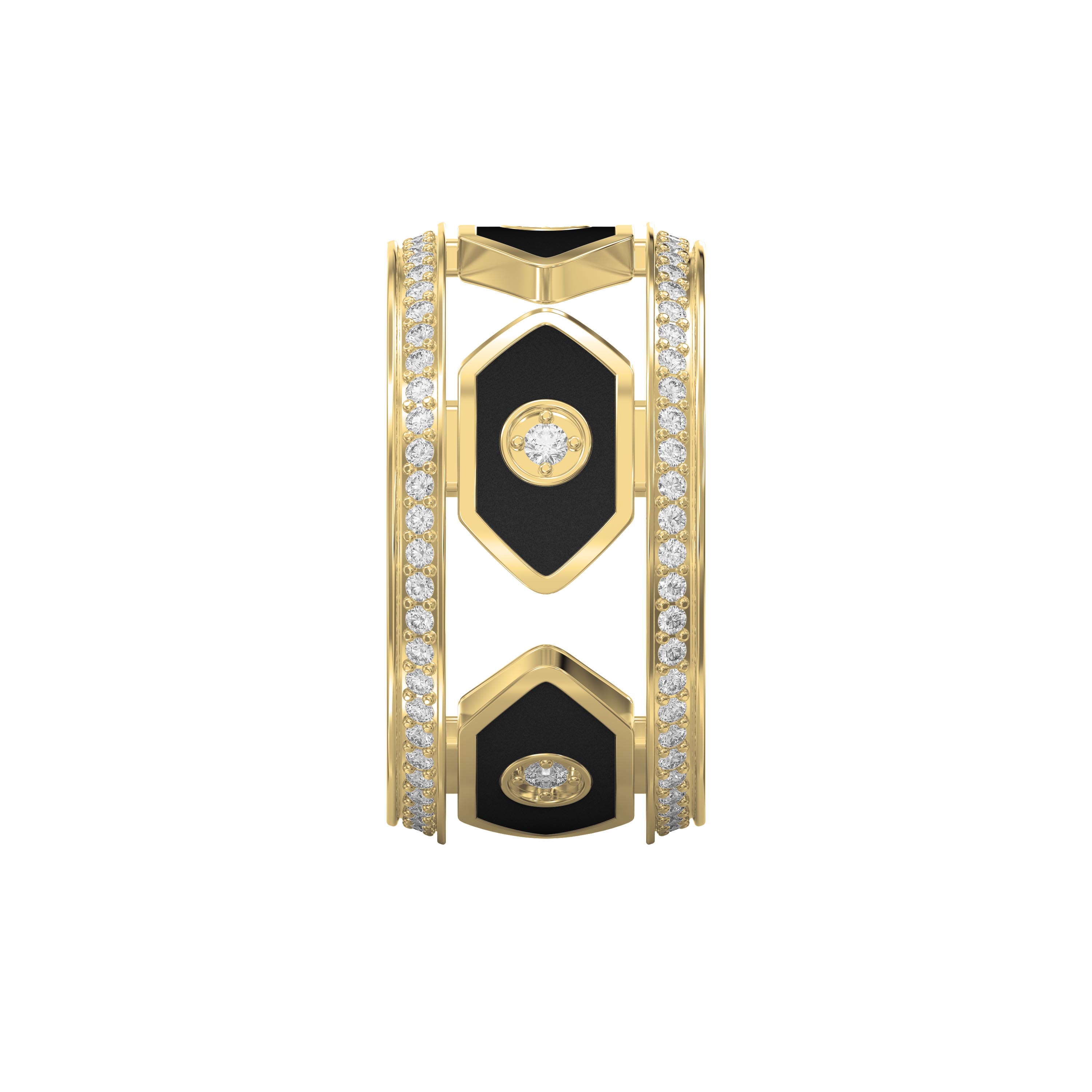 Wide Diamond Band with Black Enamel – Modern Statement Ring for  Women | Lab-Grown & Natural Diamonds