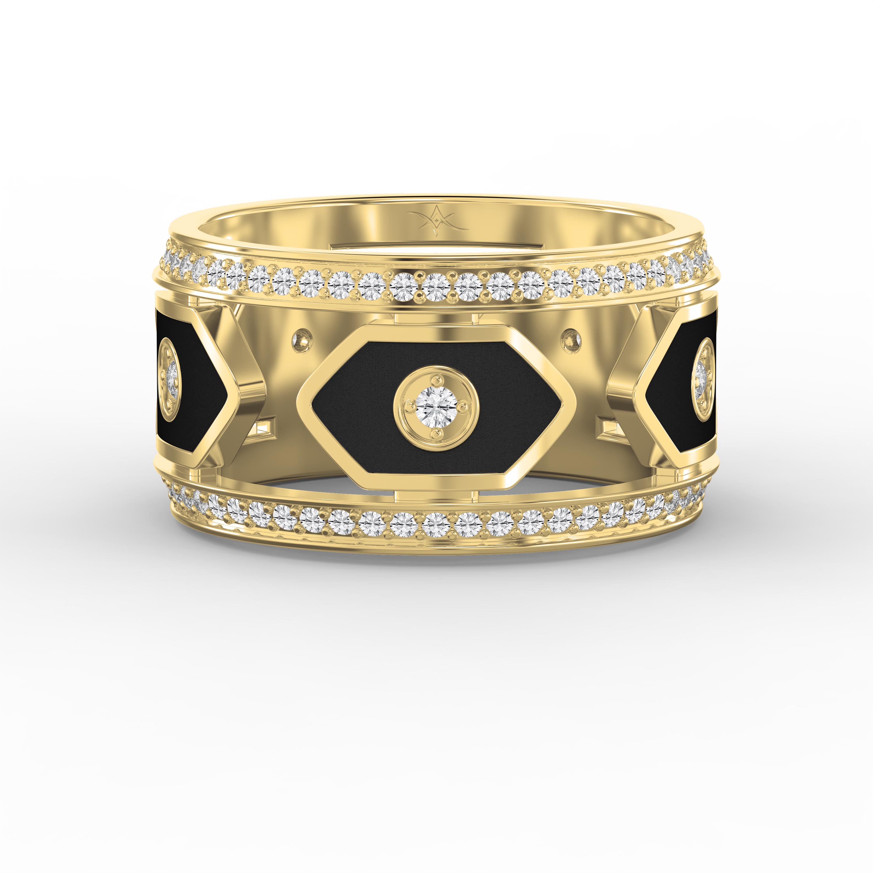 Wide Diamond Band with Black Enamel – Modern Statement Ring for  Women | Lab-Grown & Natural Diamonds