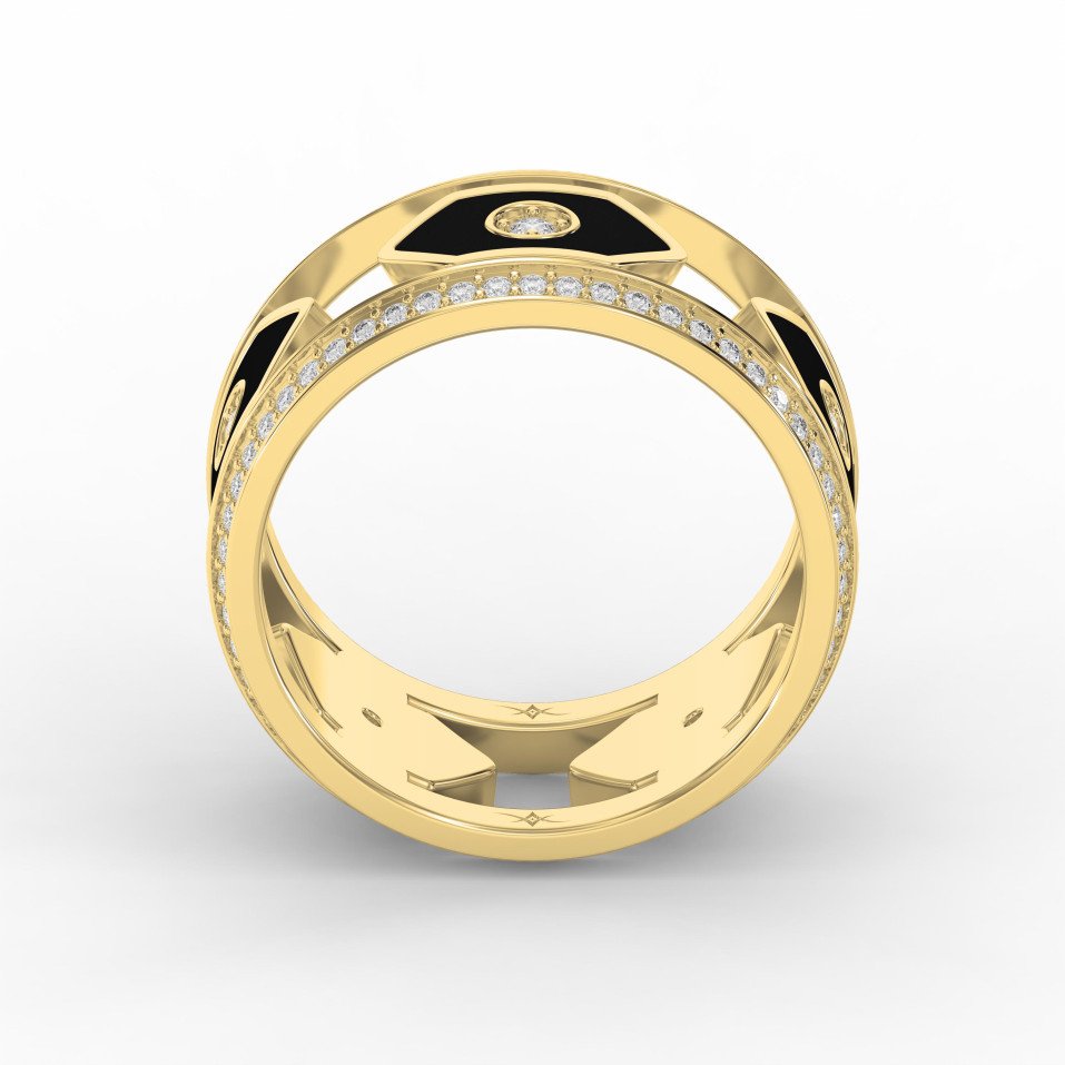Wide Diamond Band with Black Enamel – Modern Statement Ring for  Women | Lab-Grown & Natural Diamonds