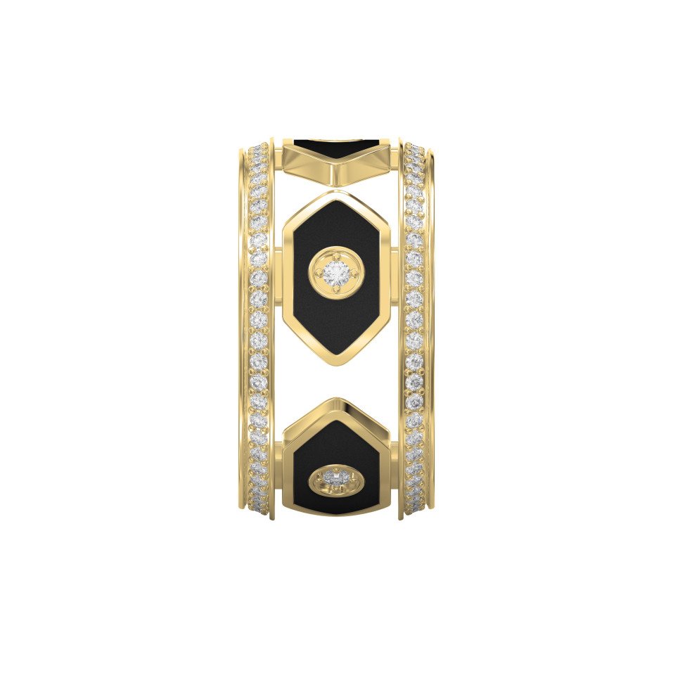 Wide Diamond Band with Black Enamel – Modern Statement Ring for  Women | Lab-Grown & Natural Diamonds
