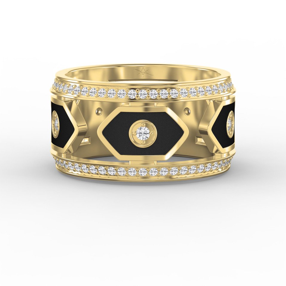 Wide Diamond Band with Black Enamel – Modern Statement Ring for  Women | Lab-Grown & Natural Diamonds