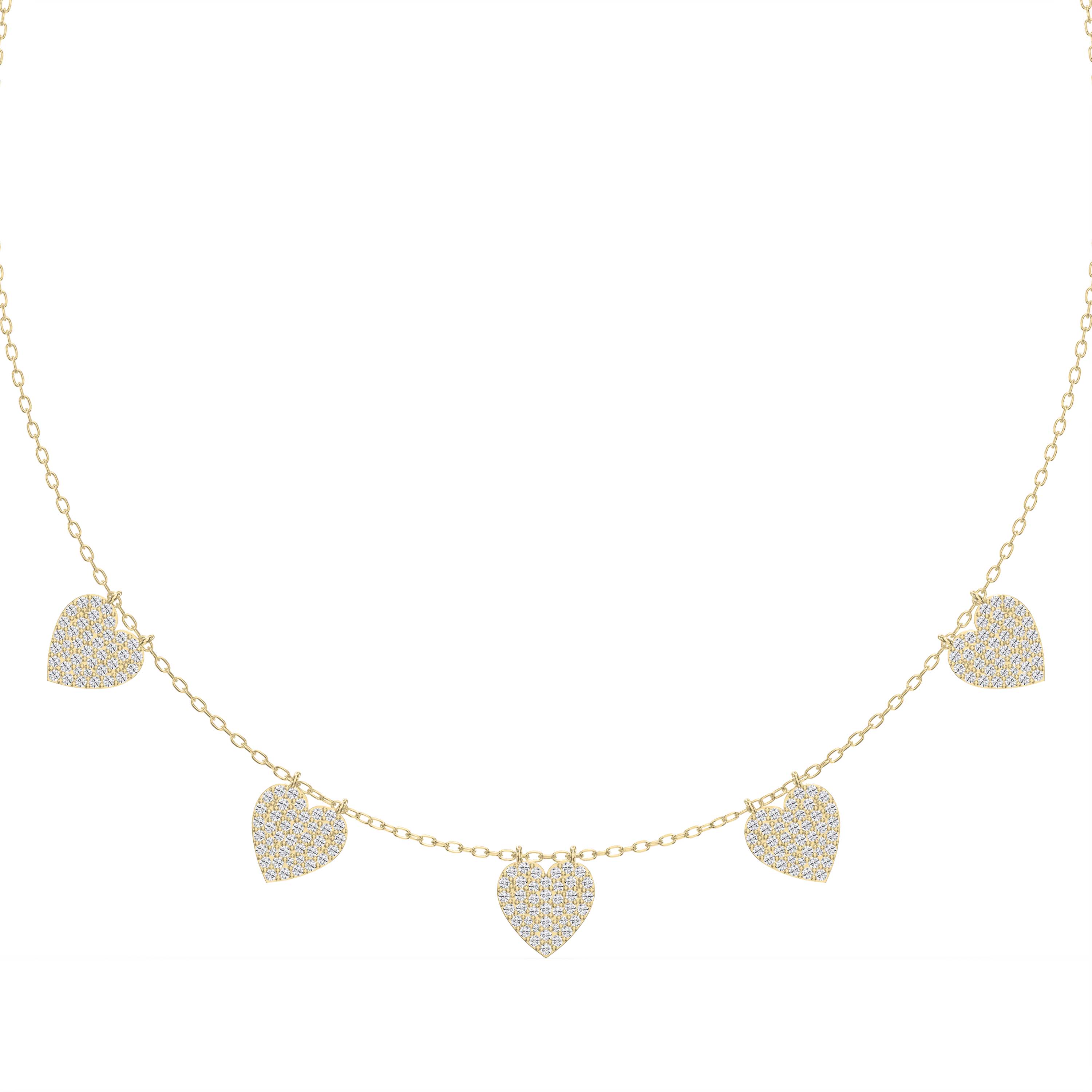 Five Hearts Dazzle Fashion Necklace – Lab Grown & Natural Diamond Necklace