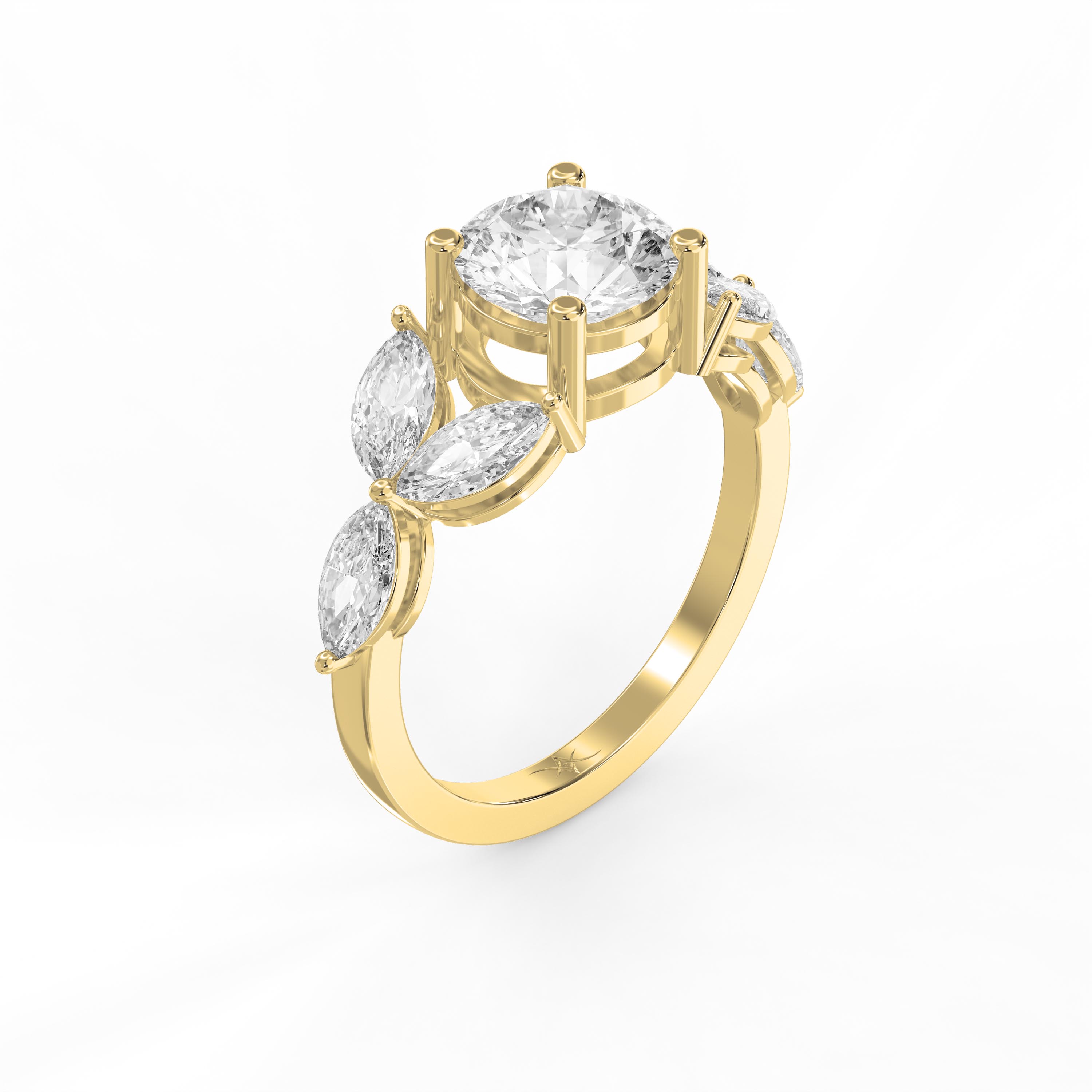 Floral Cluster Side stone Engagement Ring | Customizable Center Stone – Lab-Grown & Natural Diamond Jewelry - Valam Design