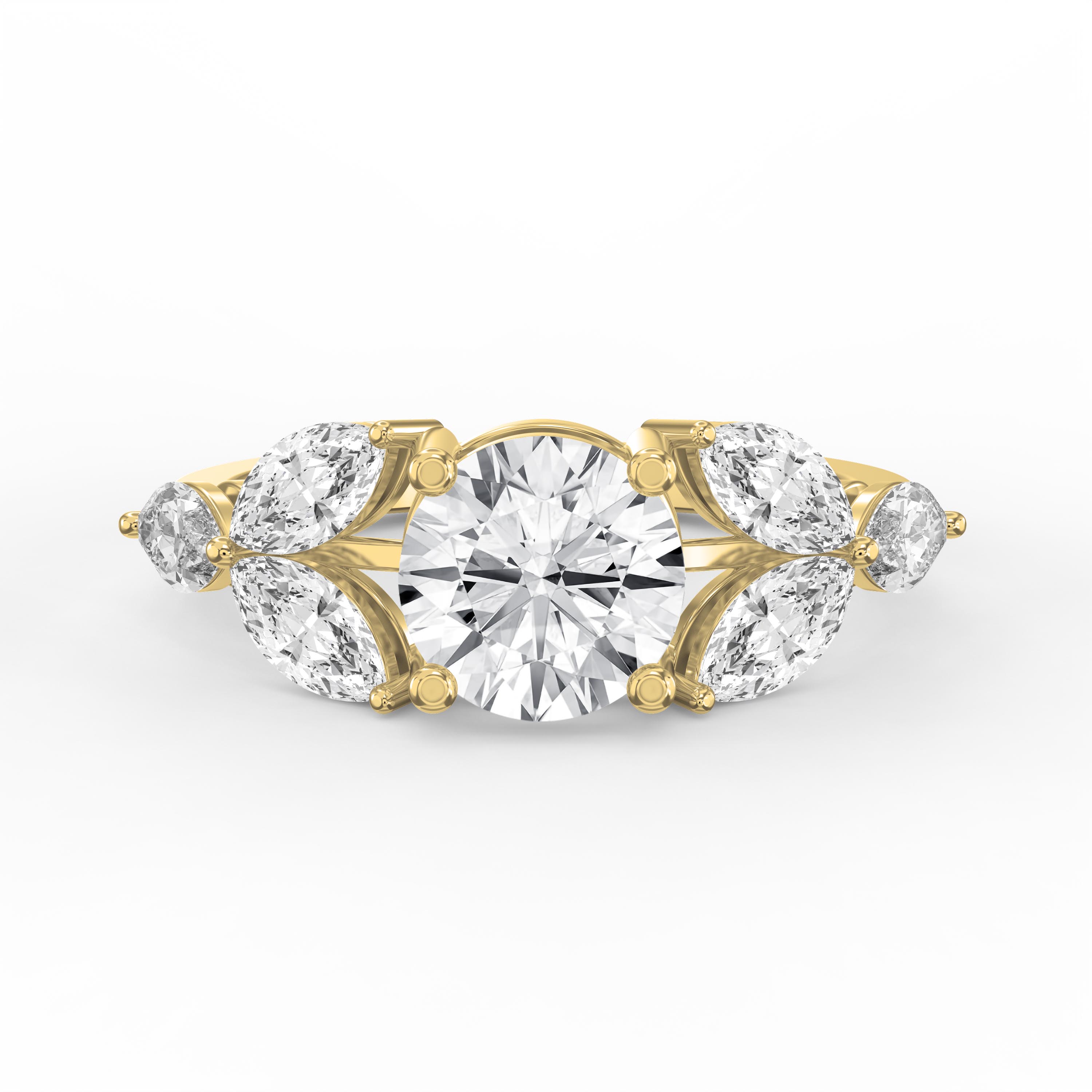 Floral Cluster Side stone Engagement Ring | Customizable Center Stone – Lab-Grown & Natural Diamond Jewelry - Valam Design