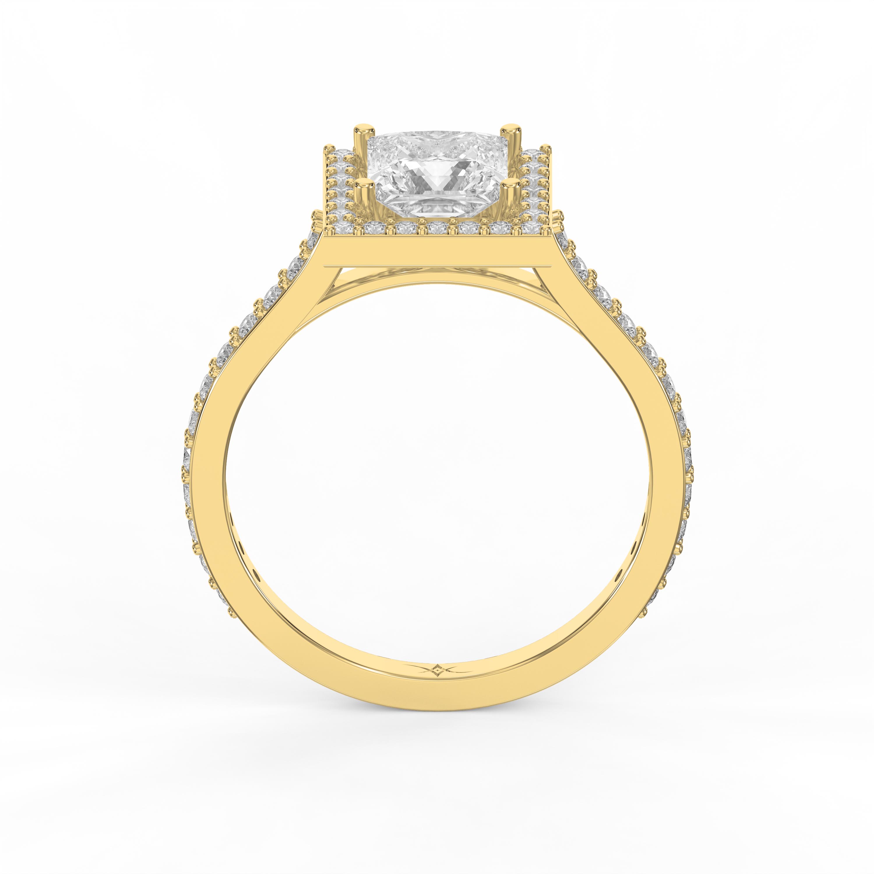 Princess Cut Diamond Engagement Ring with Side Round Stones | Choose Lab- Grown & Natural