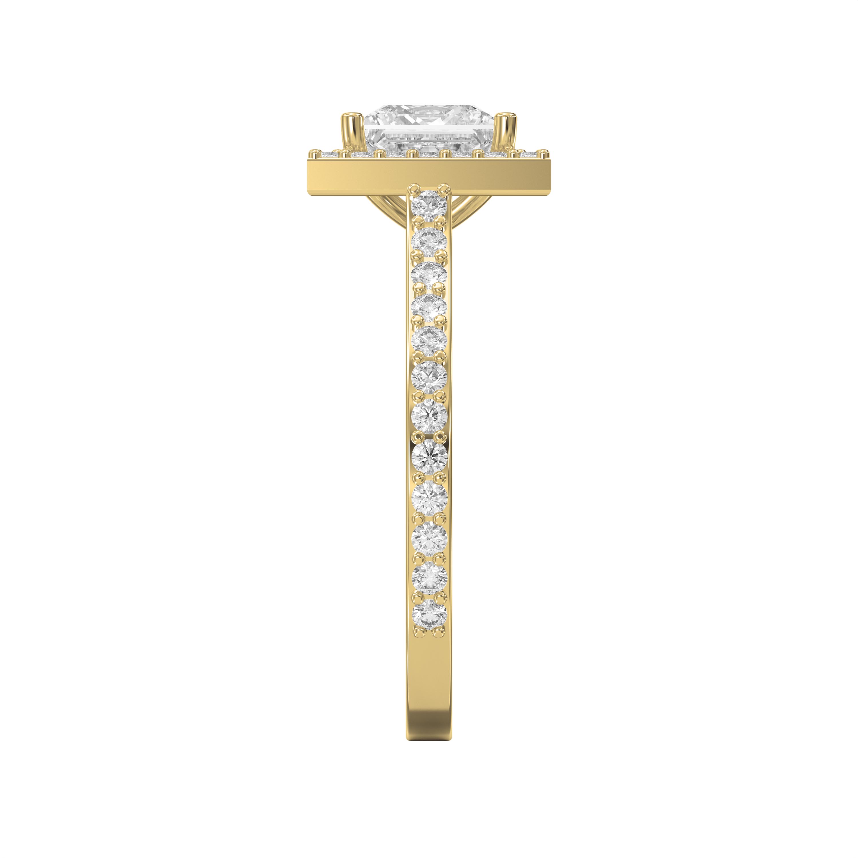 Princess Cut Diamond Engagement Ring with Side Round Stones | Choose Lab- Grown & Natural